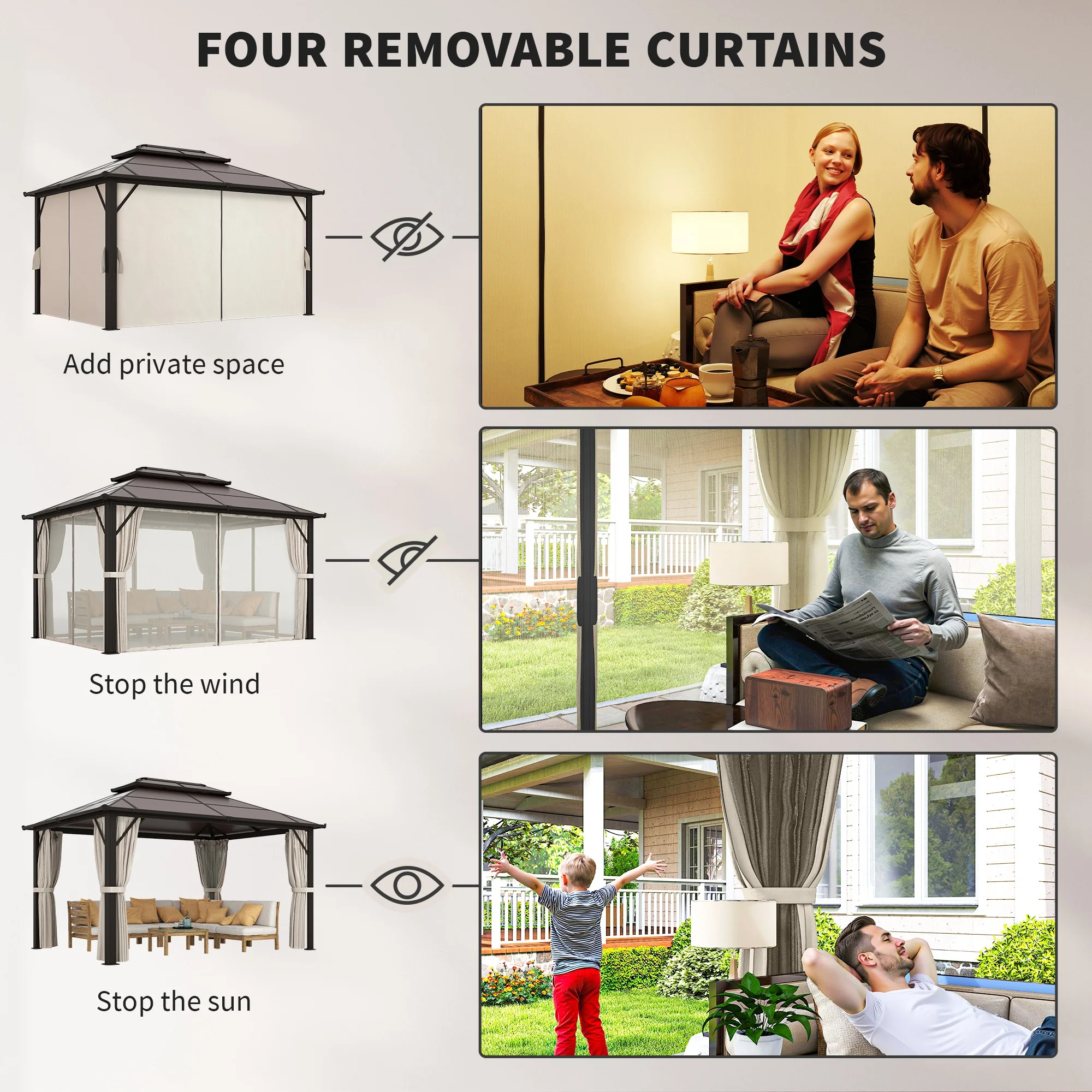 Outsunny 3x4m Polycarbonate Hardtop Gazebo with Aluminium Frame - Image 6