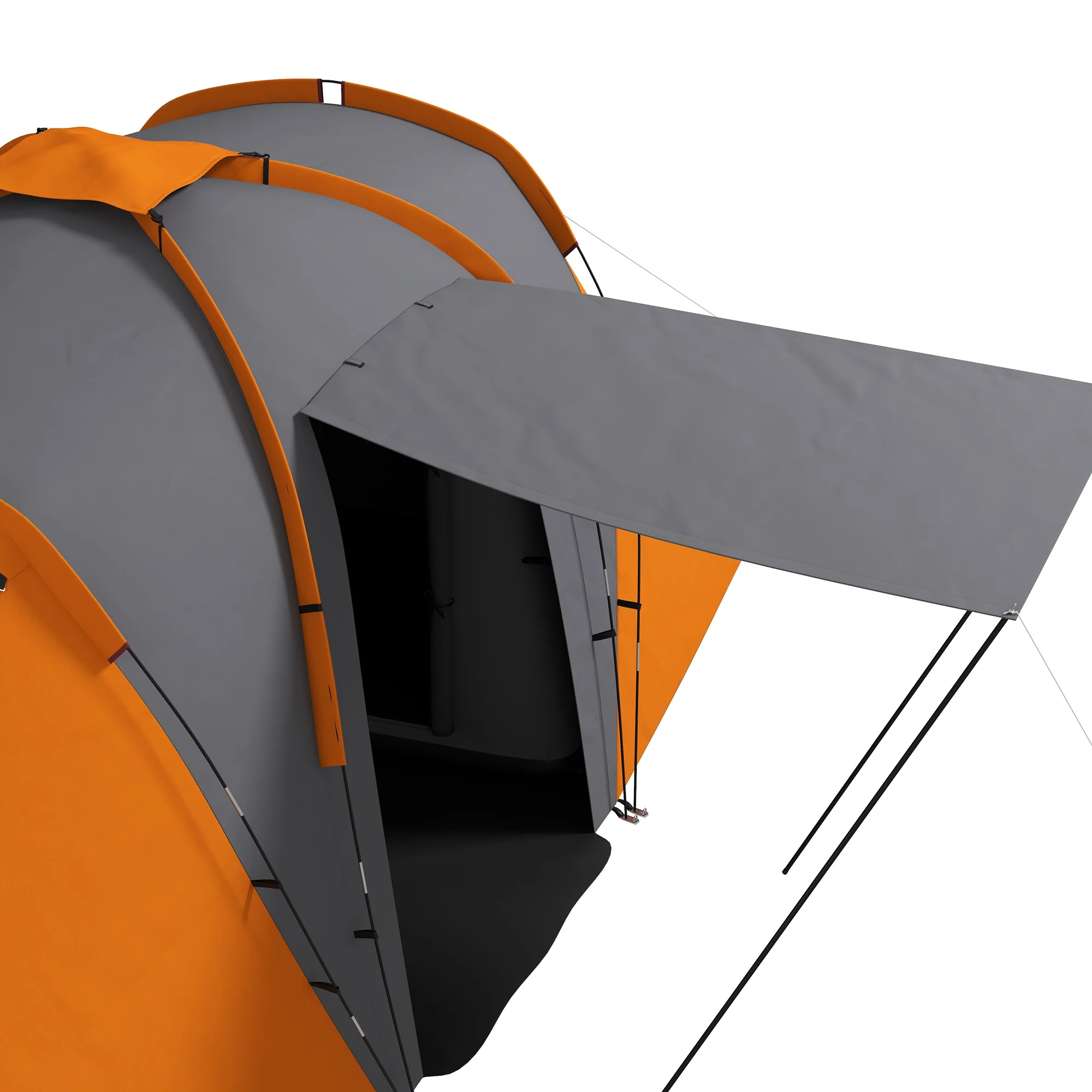 Outsunny 4-6 Man Camping Tent With 2 Bedroom And Living Area, Grey And Orange - Image 17