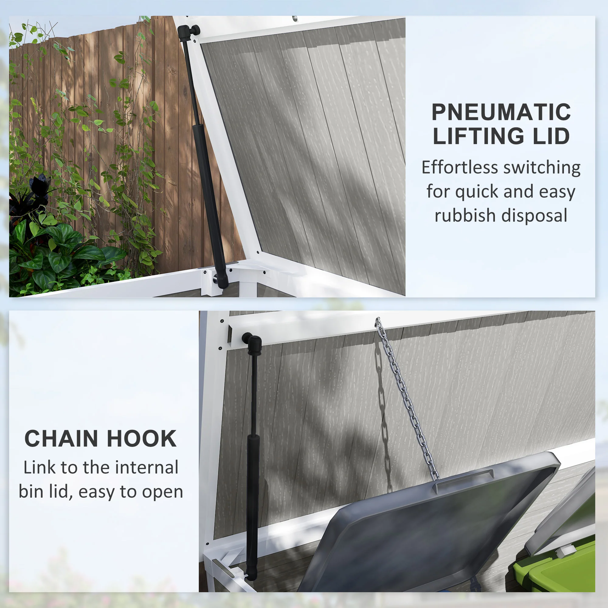 Outsunny 4.7 x 2.5FT Lockable Garden Shed, 2-Bin Storage Shed, Light Grey - Image 13