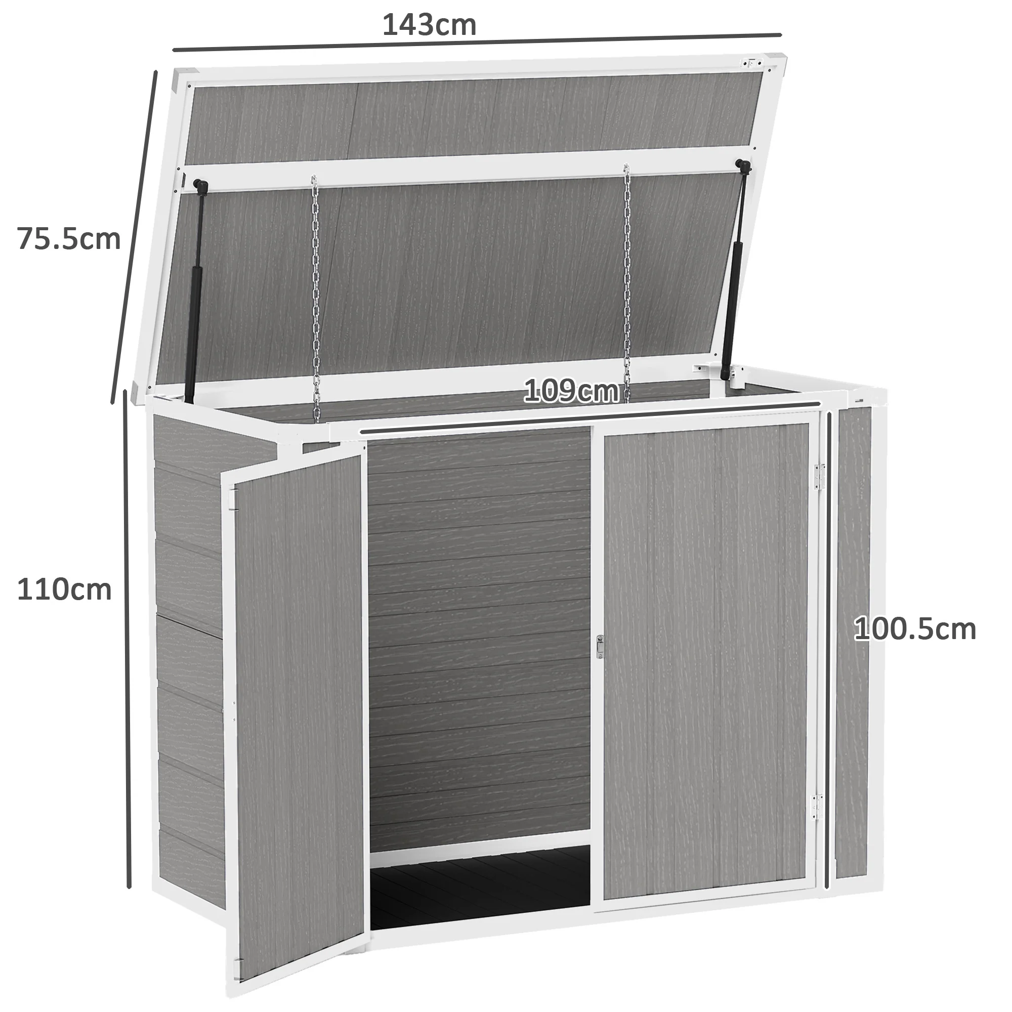 Outsunny 4.7 x 2.5FT Lockable Garden Shed, 2-Bin Storage Shed, Light Grey - Image 5