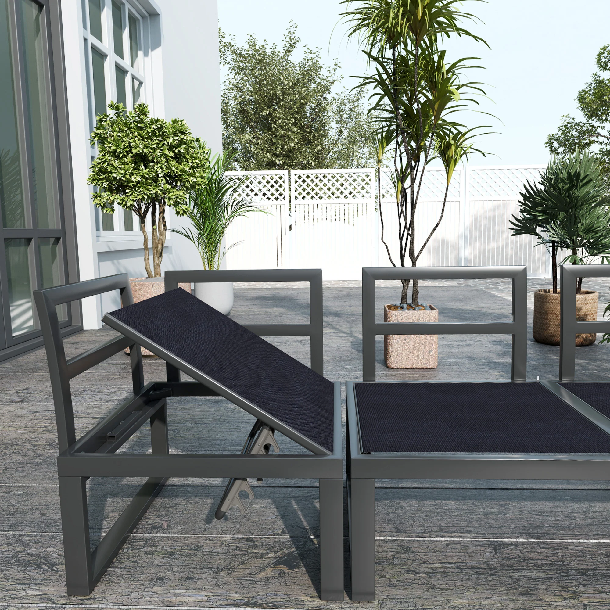 Outsunny 4 PCs Garden Set W/ 5-Level Recline Corner Conversation Sofa Set - Image 8