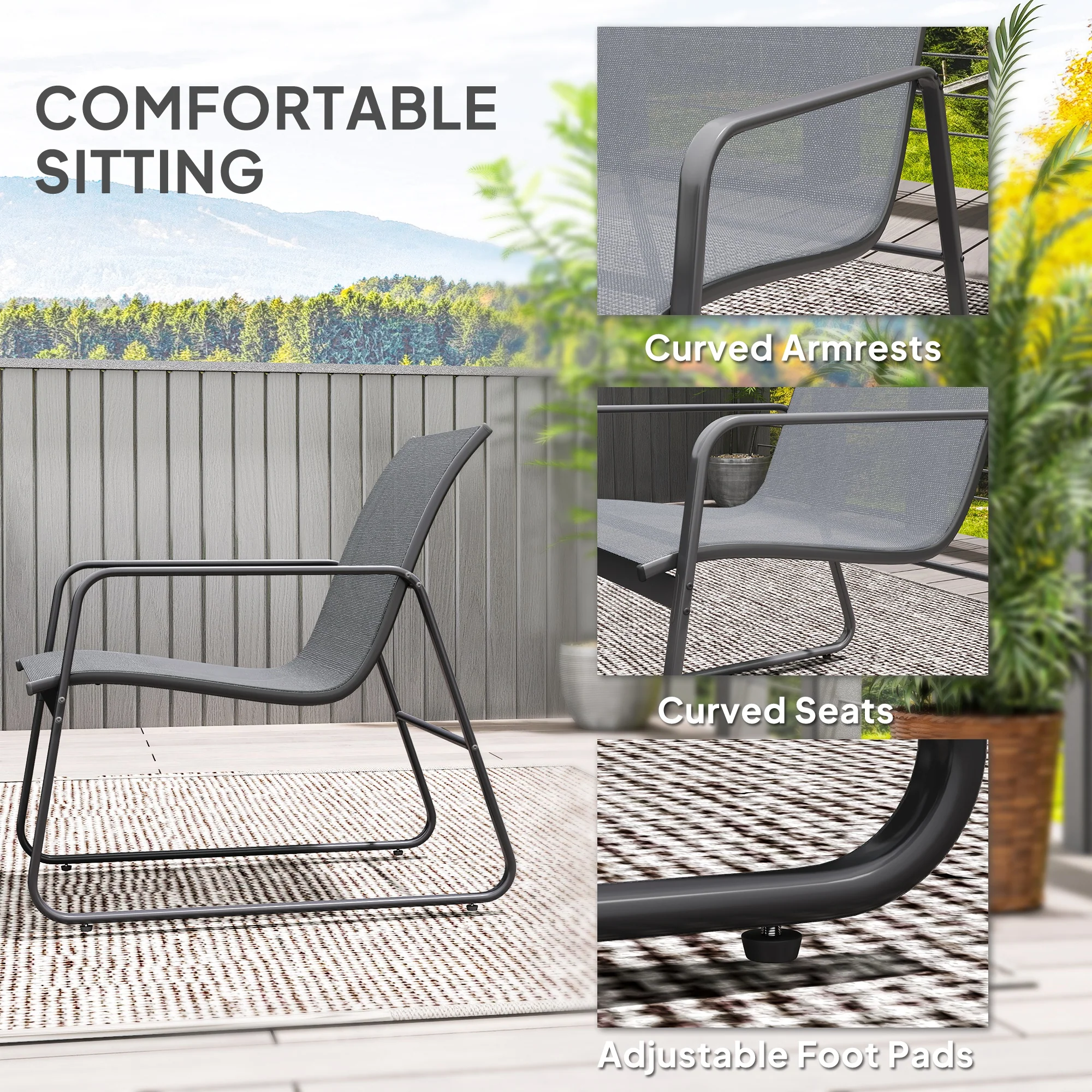 Outsunny 4 Piece Garden Furniture Set Patio Sofa Set w/ Chairs, Glass Top Table - Image 15