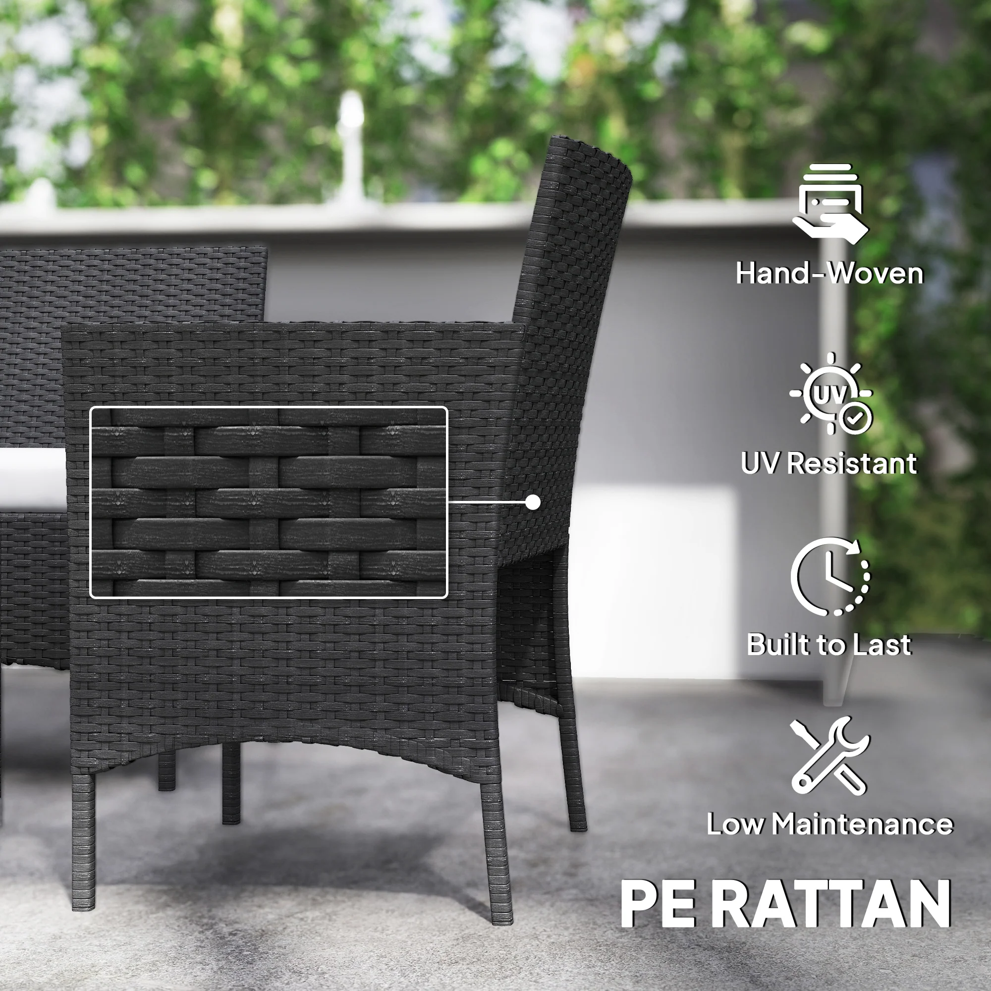 Outsunny 4 Piece Rattan Garden Furniture Sofa Set with Cushions, Black - Image 5
