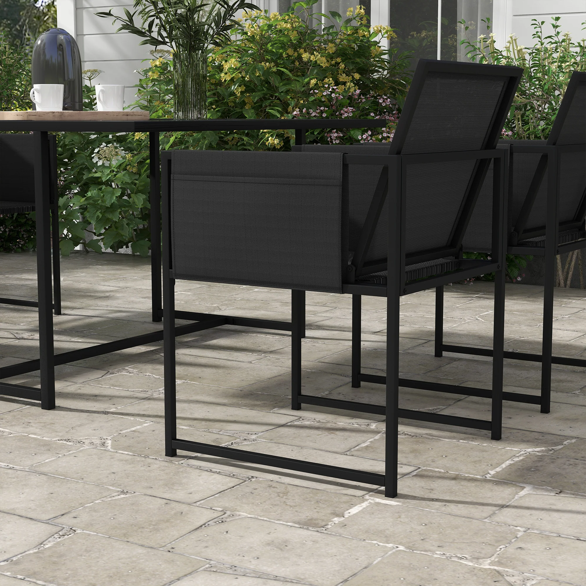 Outsunny 4 Seater Outdoor Table and Chairs with Adjustable Backrest for Garden - Image 7