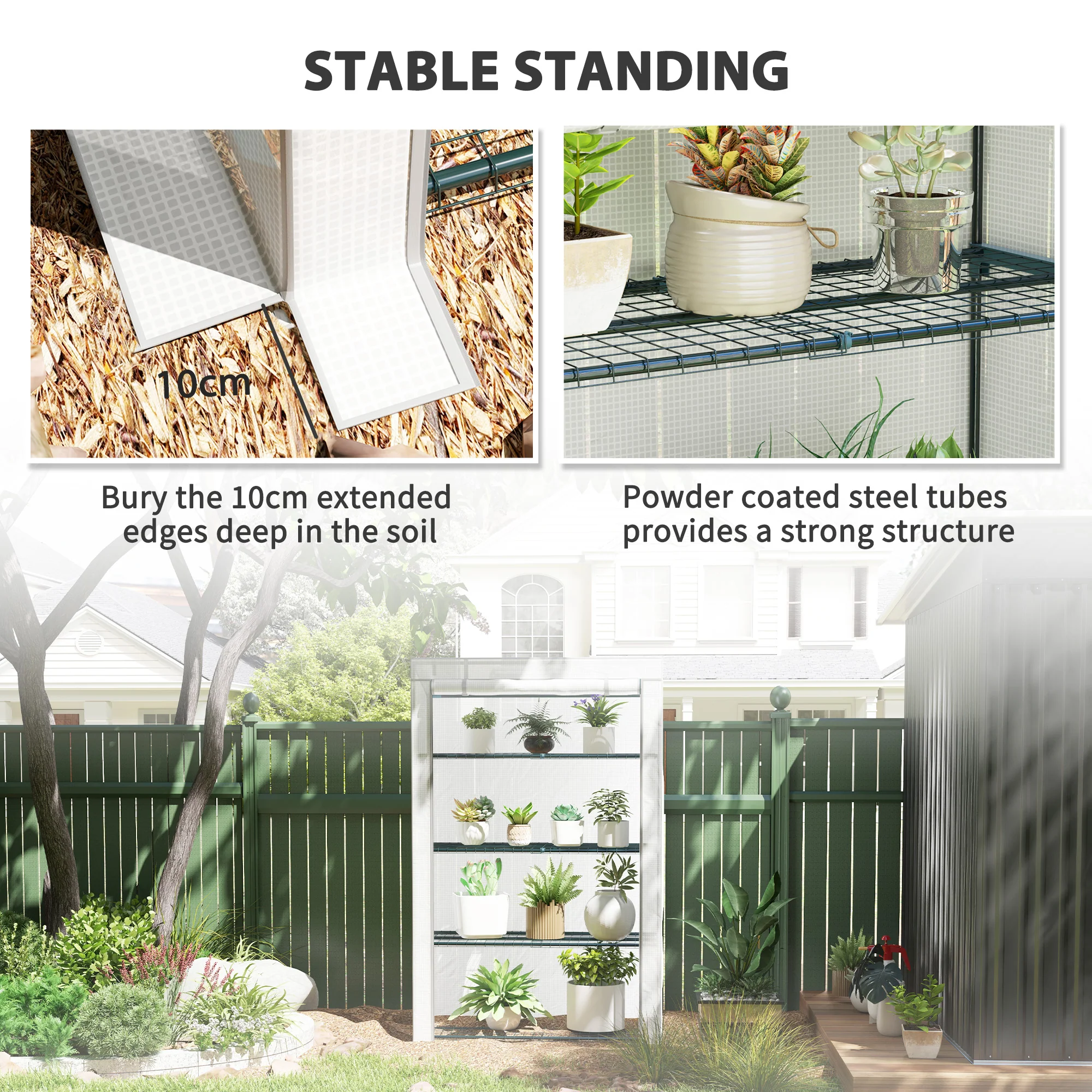 Outsunny 4 Tier Lean-to Mini Greenhouse With Reinforced PE Cover - Image 7