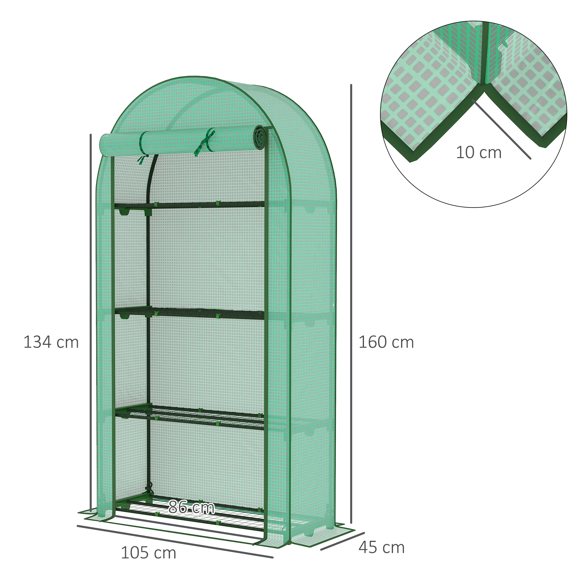 Outsunny 4 Tier Mini Greenhouse With Reinforced PE Cover, Green - Image 5