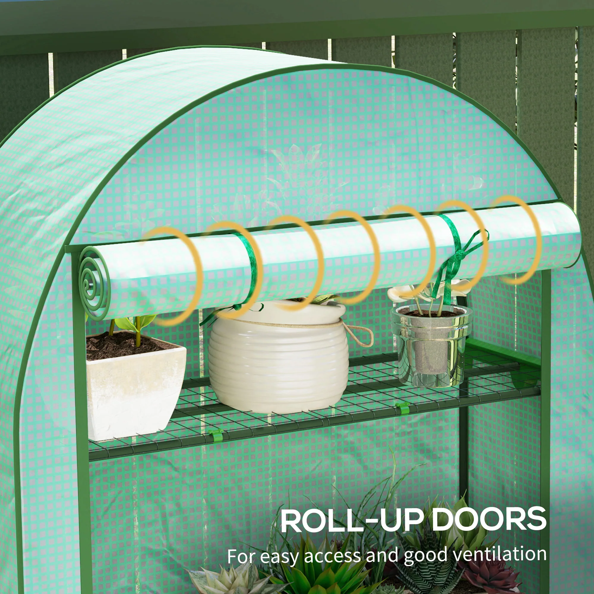 Outsunny 4 Tier Mini Greenhouse With Reinforced PE Cover, Green - Image 6