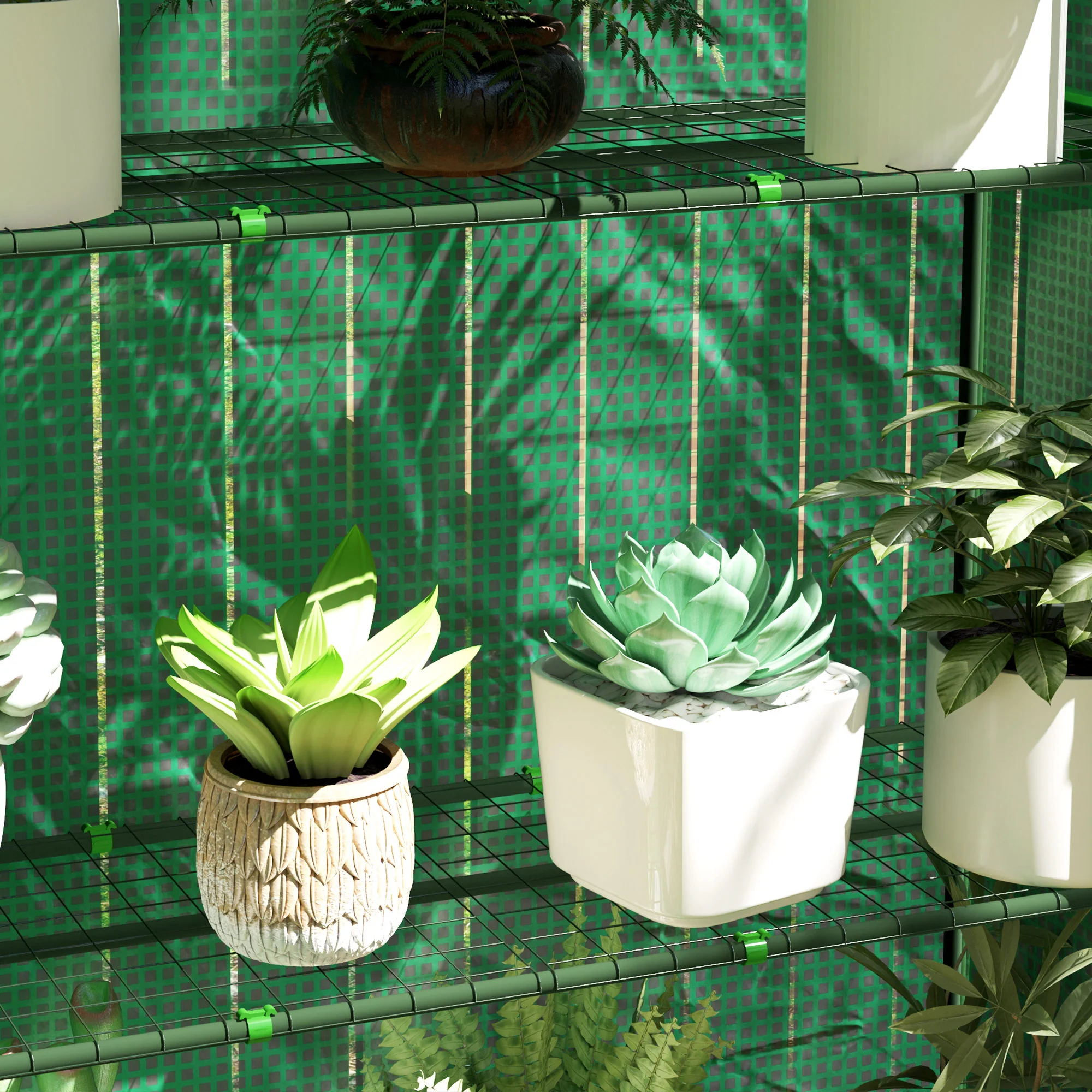 Outsunny 4 Tier Mini Greenhouse With Reinforced PE Cover, Green - Image 9