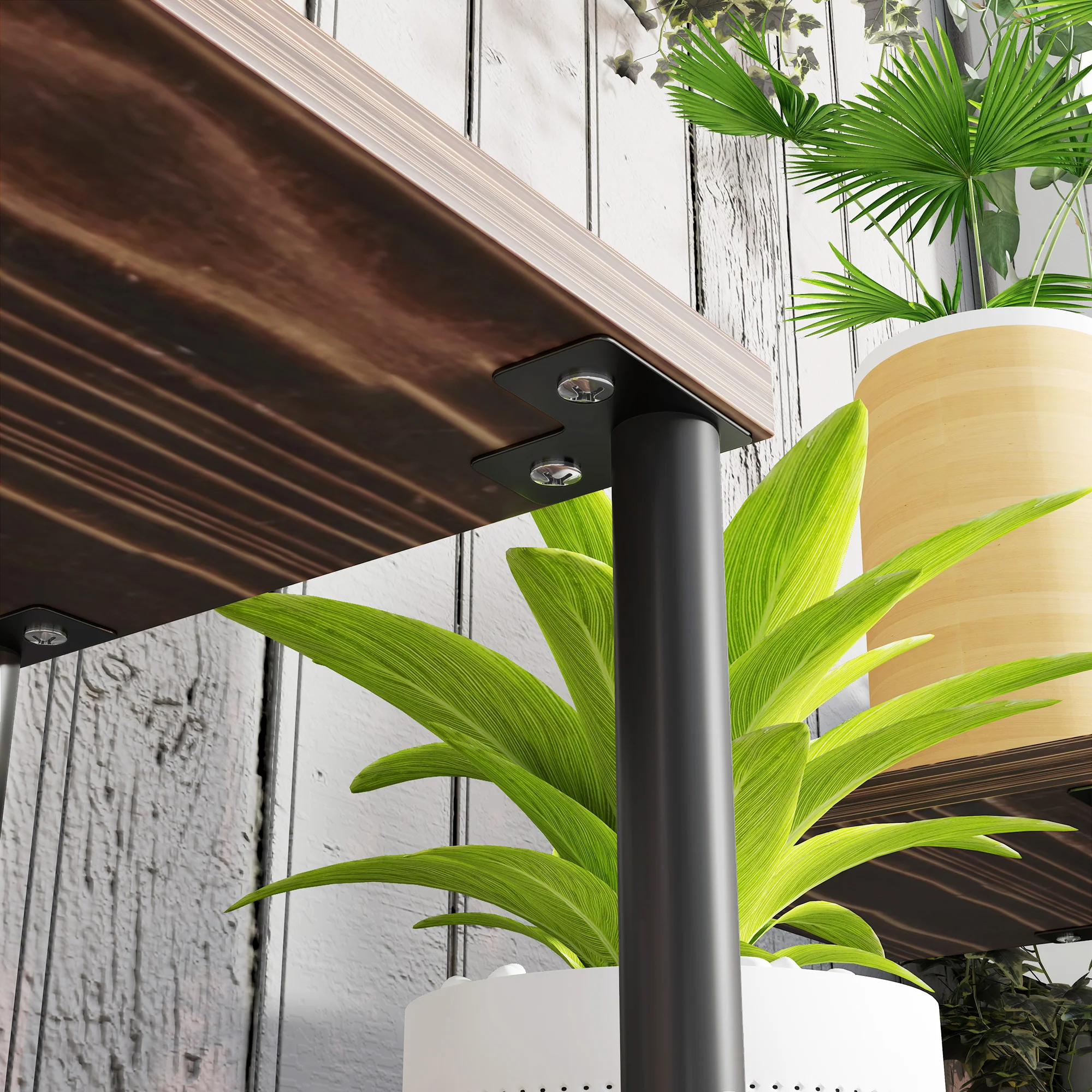 Outsunny 4 Tiered Metal Flower Shelf Display Rack, Carbonised Finish - Image 9