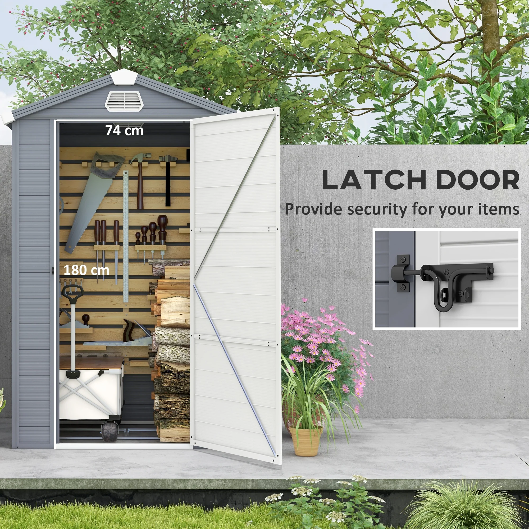 Outsunny 4 X 3ft Garden Shed Storage W/ Foundation Kit, Vents, Grey - Image 4