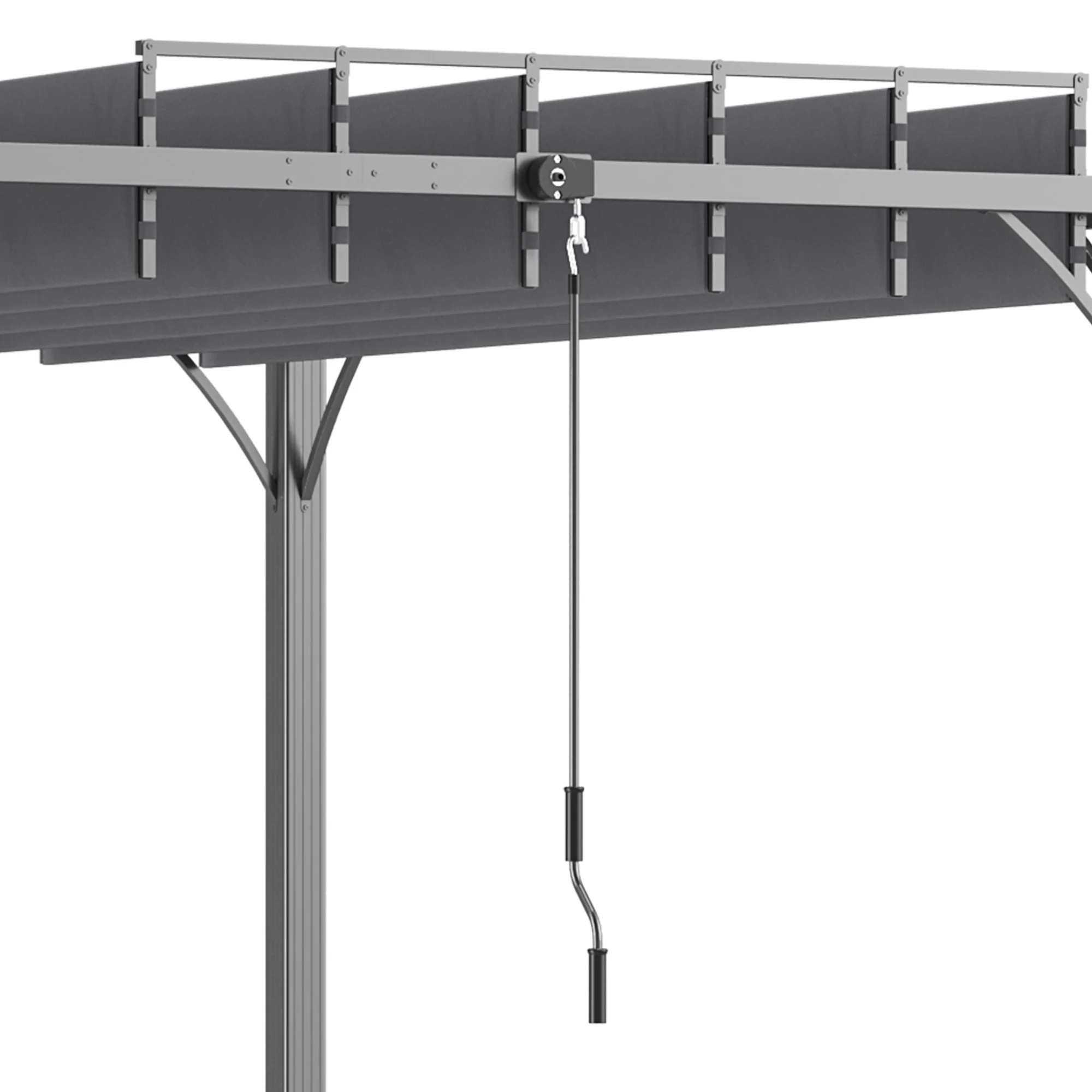 Outsunny 4 x 3(m) Outdoor Louvered Metal Pergola with Retractable Roof, Grey - Image 7