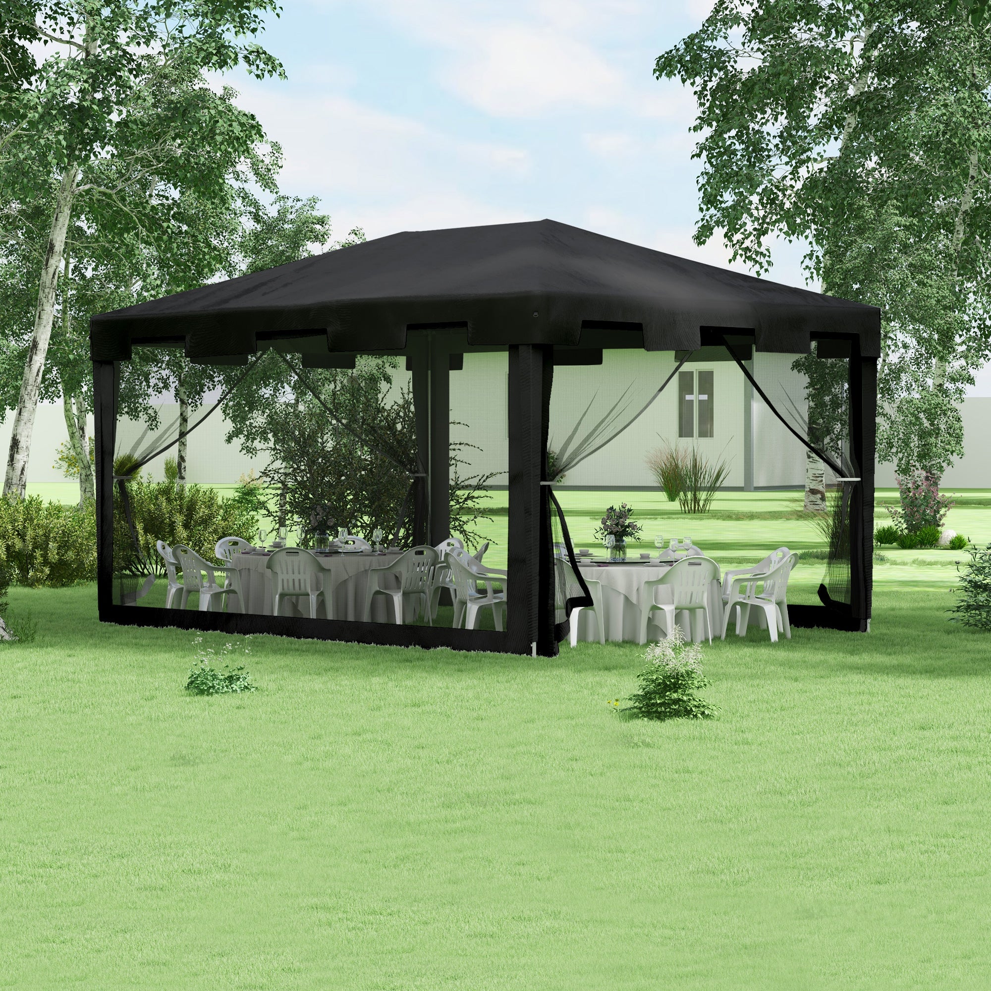 Outsunny 4 X 3m Party Tent Waterproof Garden Gazebo Canopy Wedding Cover Shade - Image 2