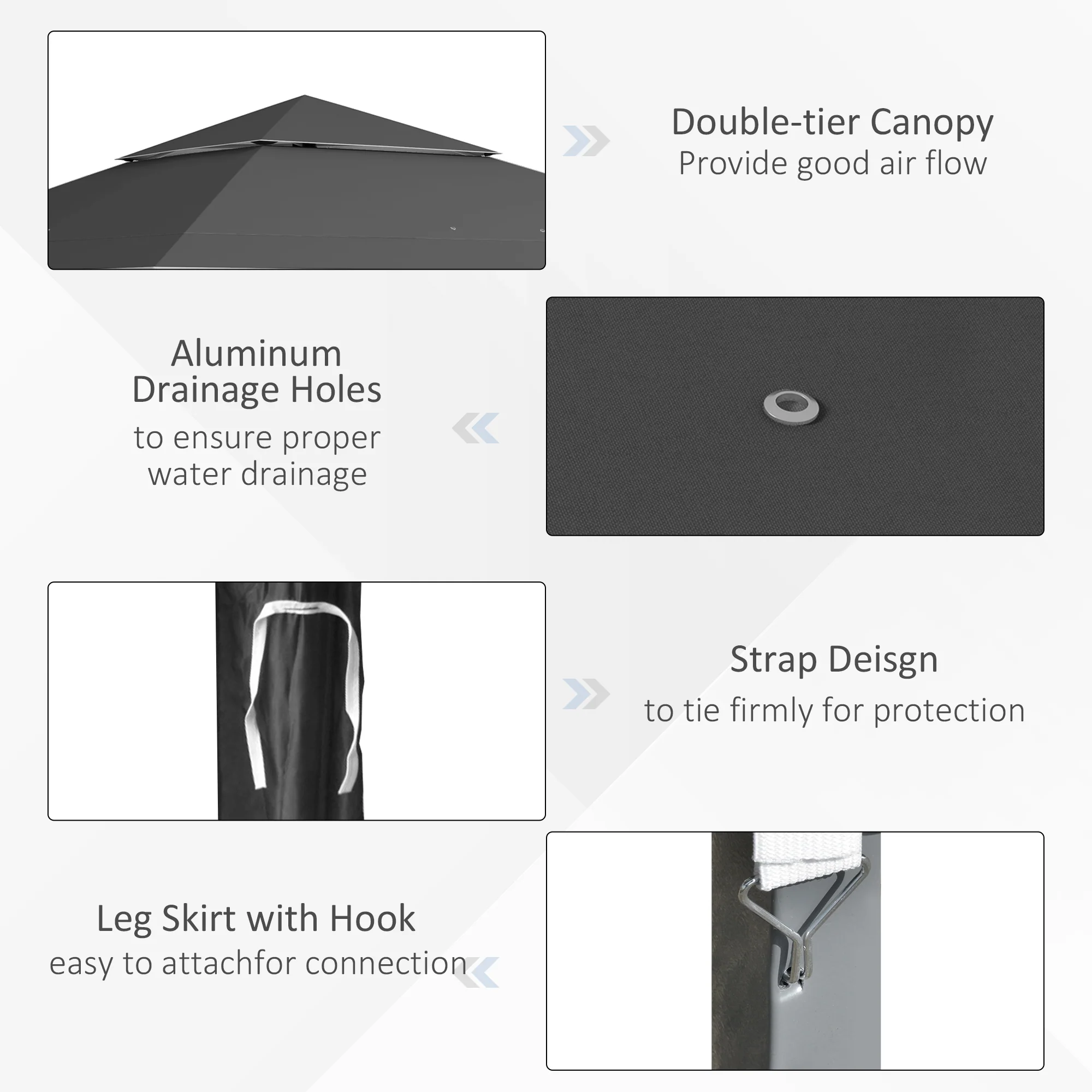 Outsunny 4 x 4m Outdoor Pop-Up Canopy Tent Gazebo Adjustable Legs Bag Dark Grey - Image 7