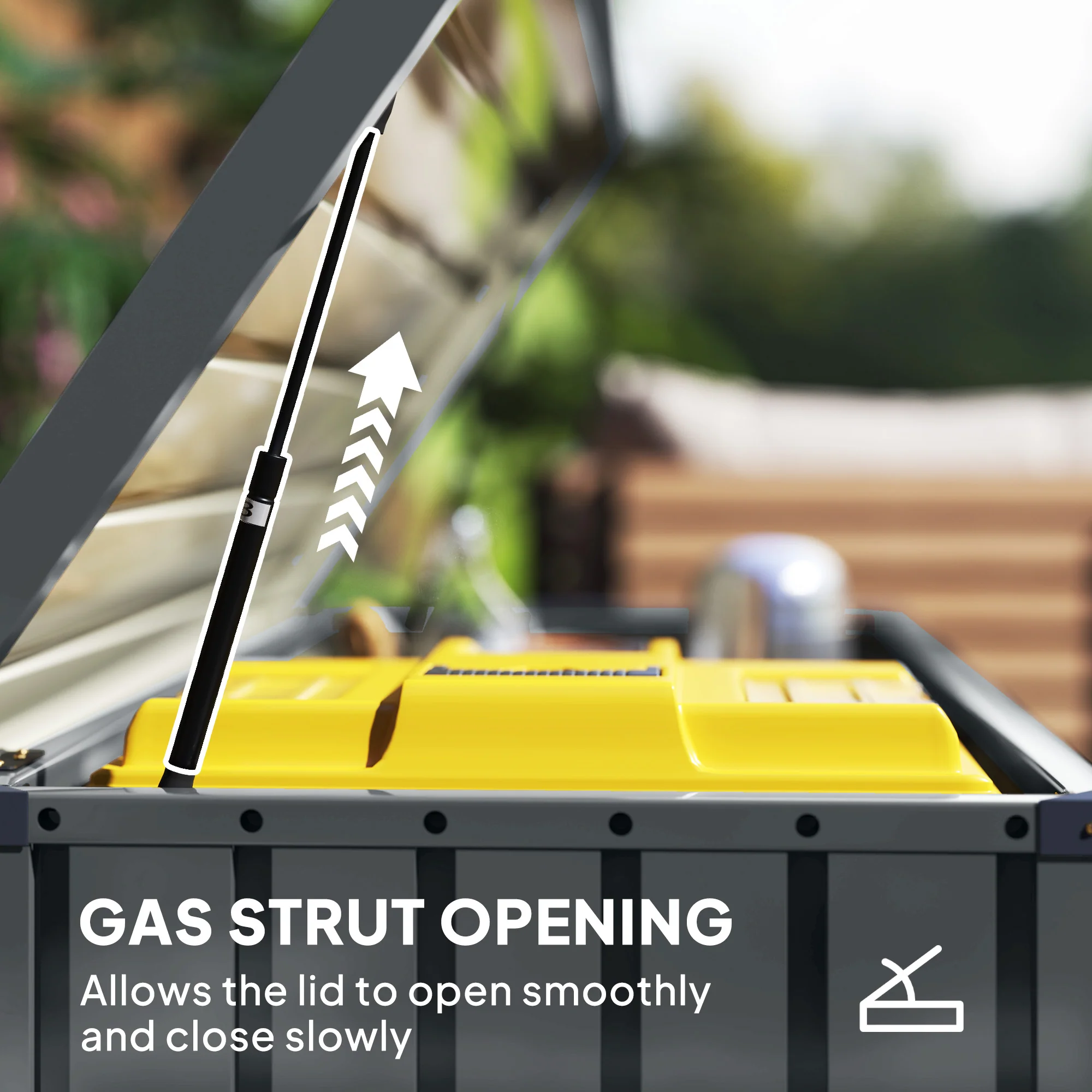 Outsunny 400L Waterproof Metal Outdoor Storage Box with Lock and Keys - Image 3