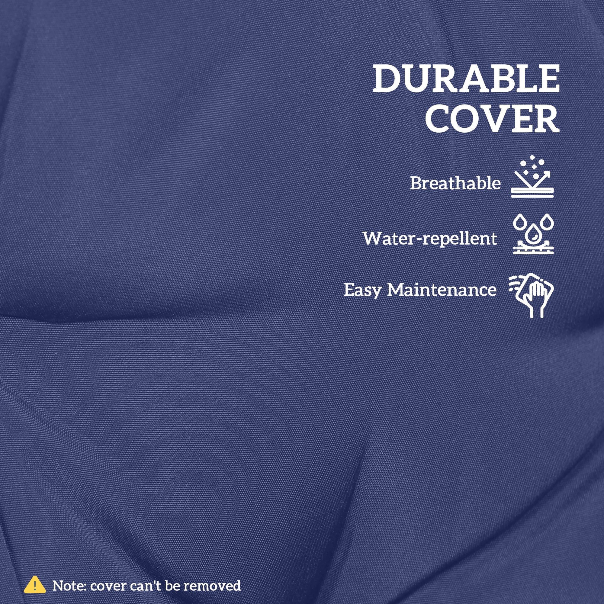 Outsunny 42 x 42cm Replacement Garden Seat Cushion Pad with Ties, Dark Blue - Image 5
