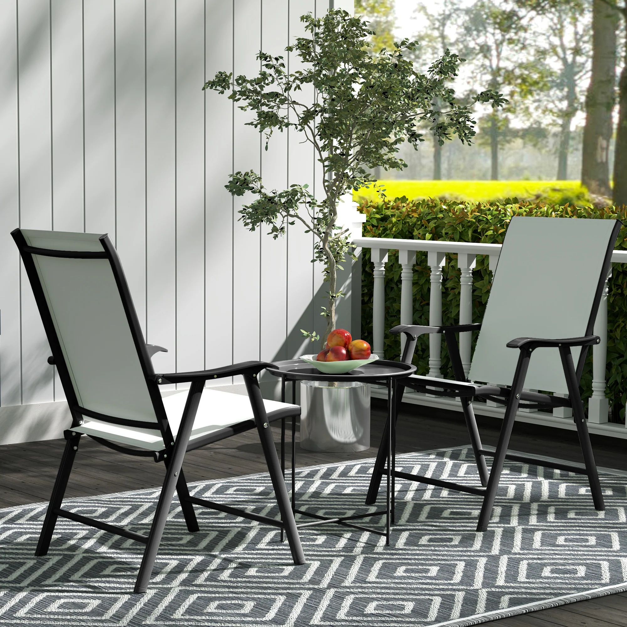 Outsunny 46cm Round Garden Table, Small Side Table w/ Removable Tray, Black - Image 8