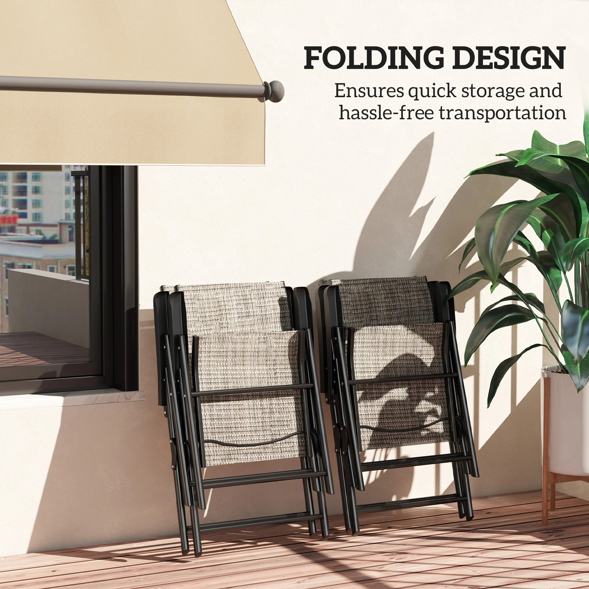 Outsunny 4PCS Folding Chair W/ Breathable Mesh Fabric Seat - Image 22