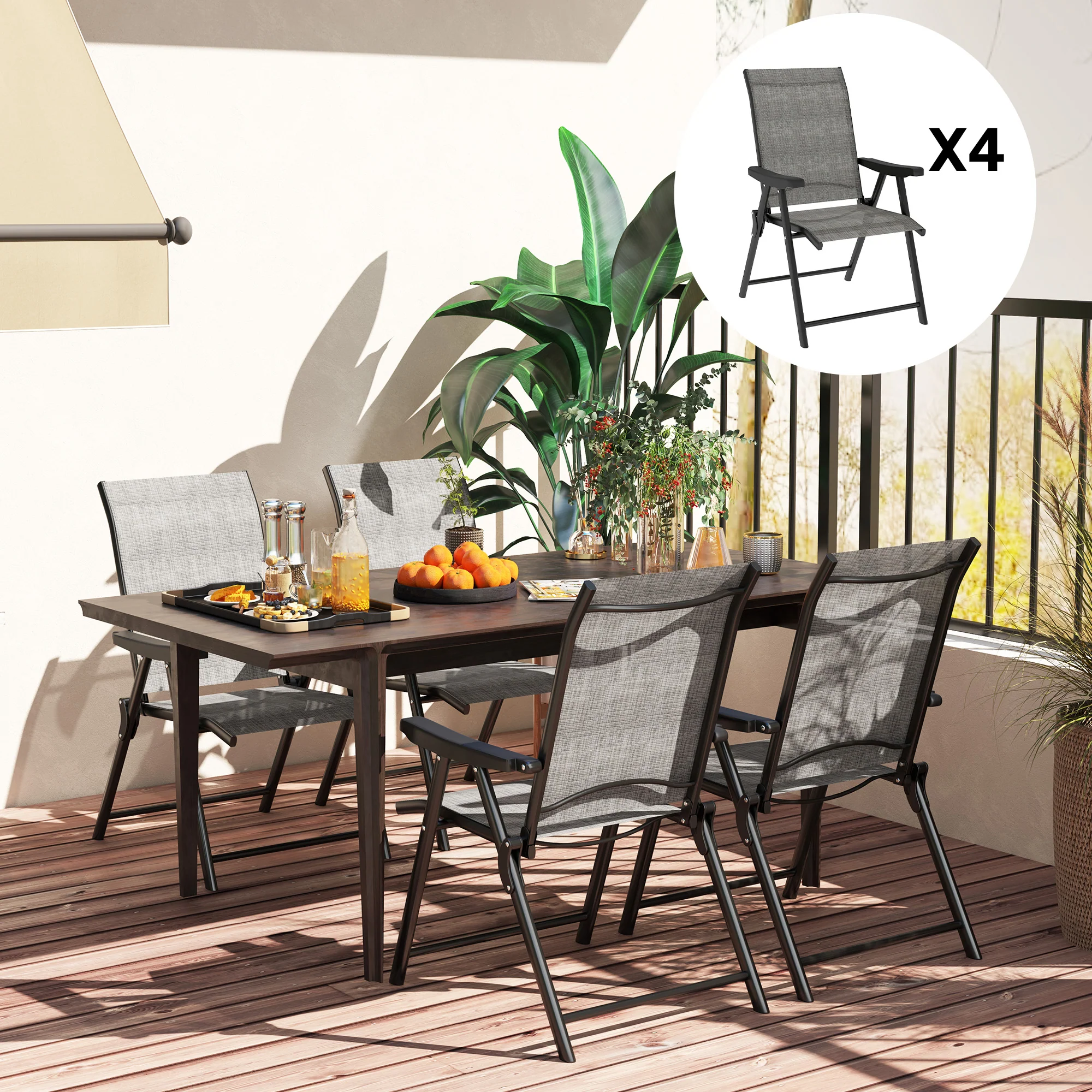 Outsunny 4PCS Folding Chair W/ Breathable Mesh Fabric Seat - Image 26