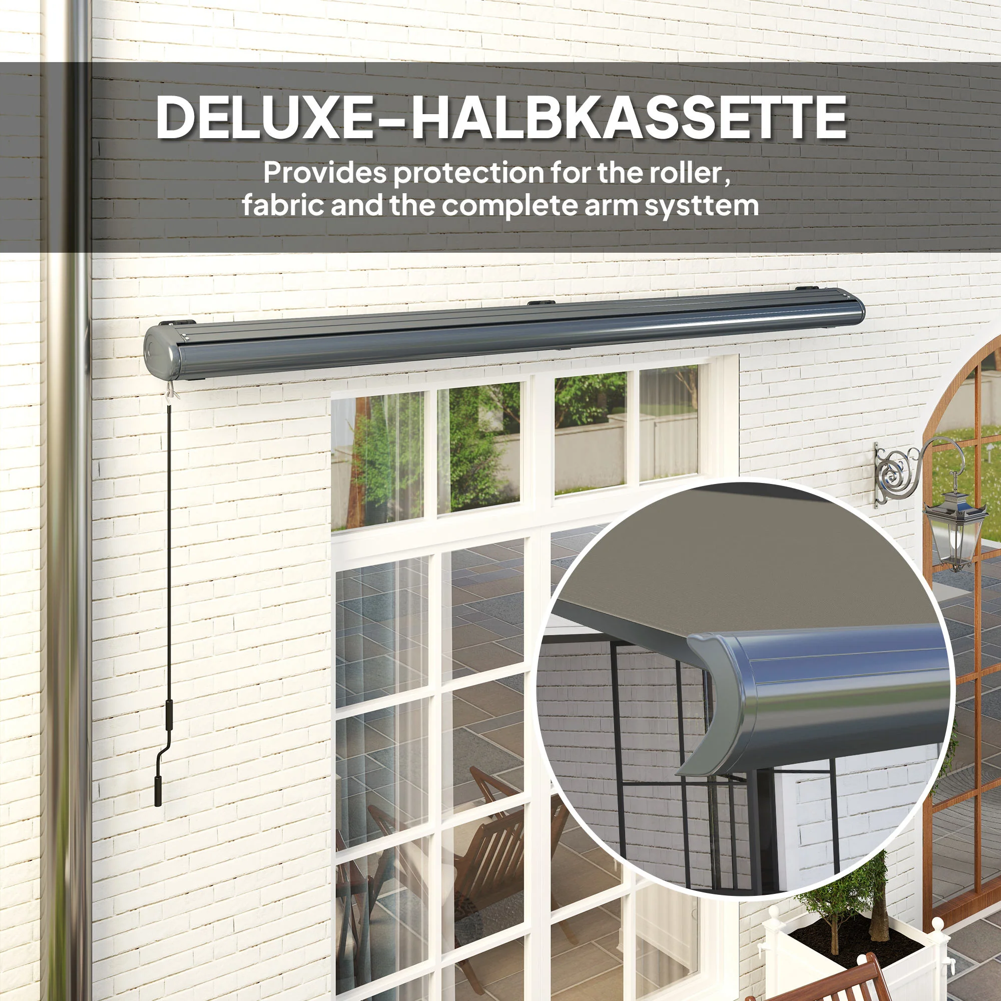Outsunny 4x3(m) Full Cassette Electric Awning, Aluminium Frame - Image 4