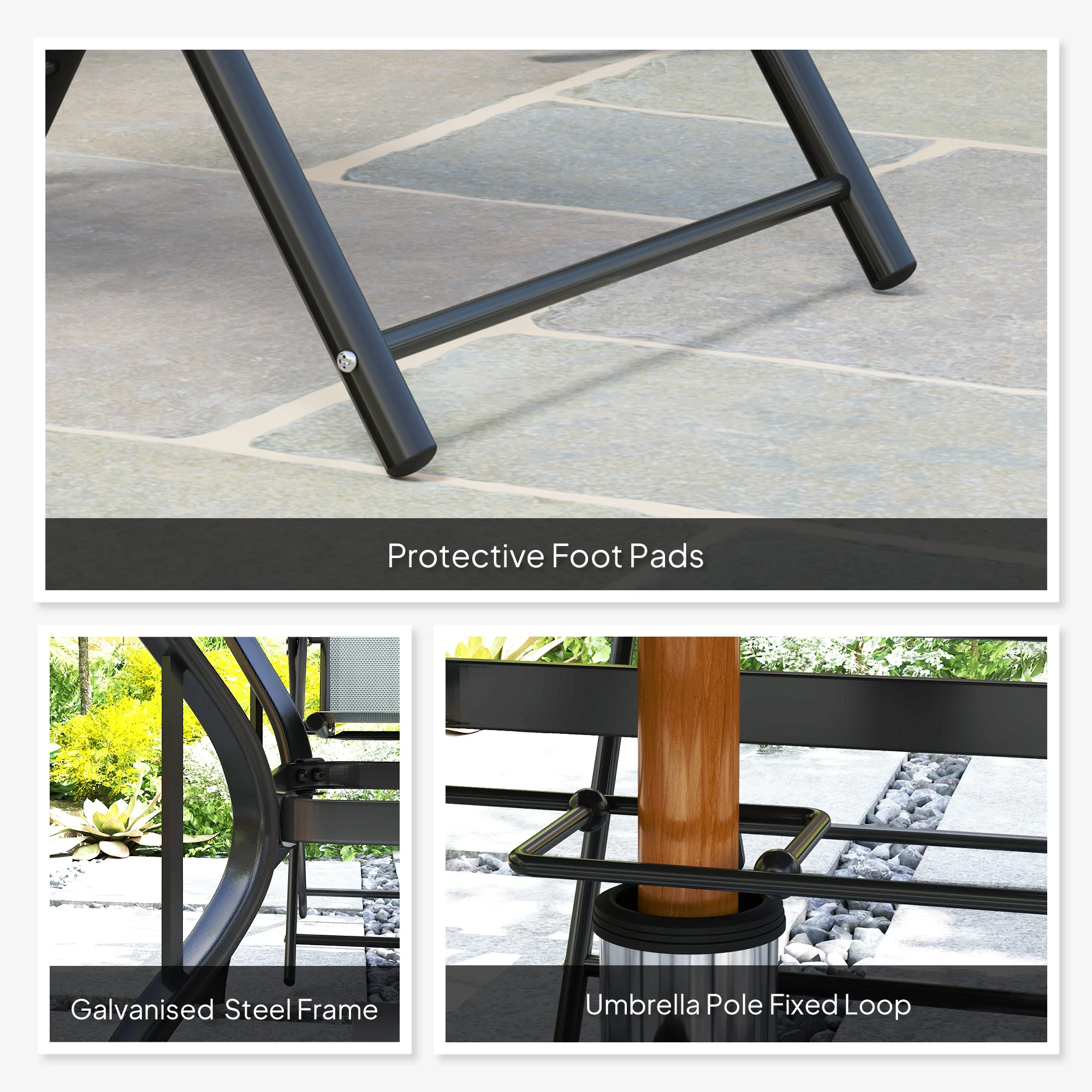 Outsunny 5 PCs Garden Dining Set, Folding Chairs And Metal Top Table - Image 8