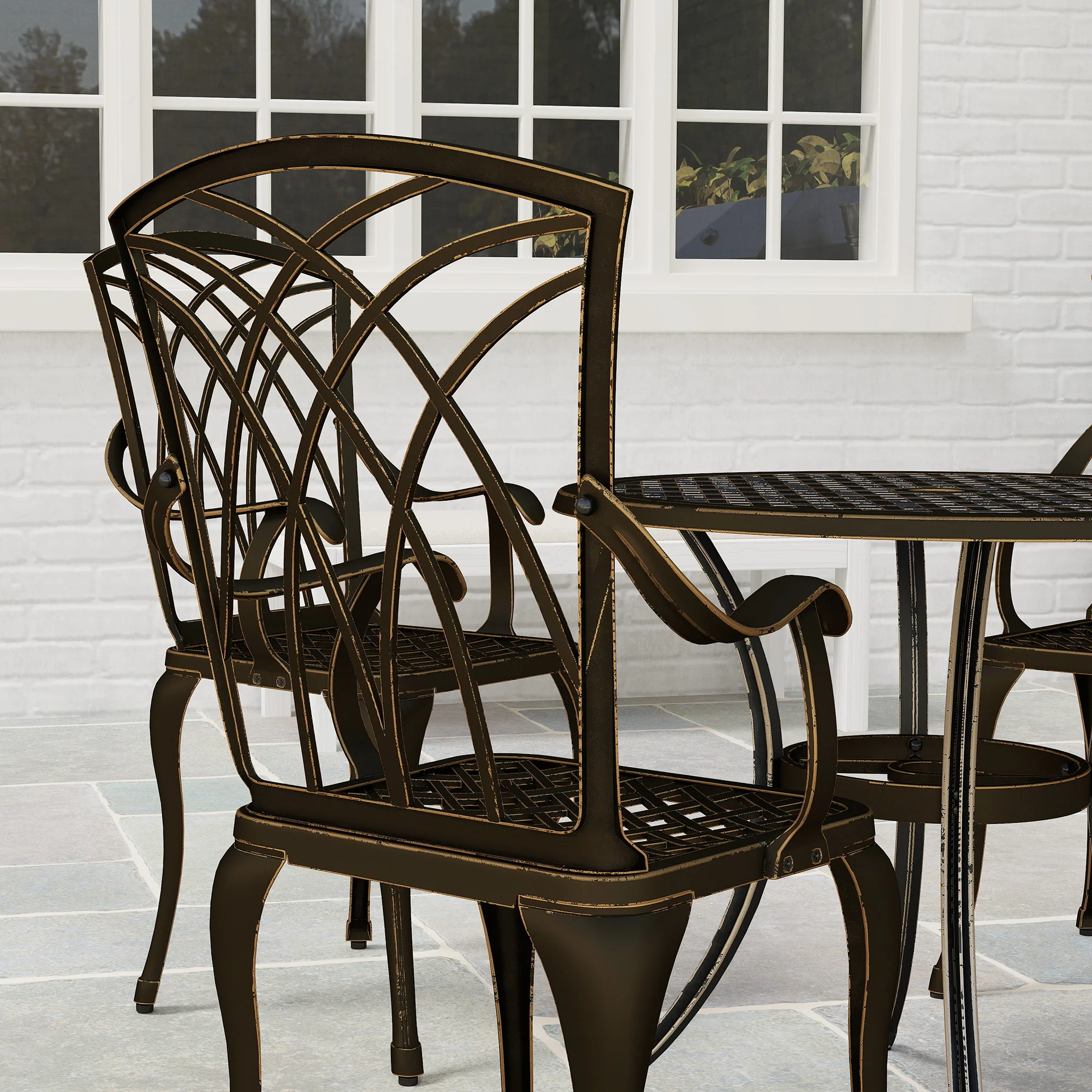 Outsunny 5 PCs Garden Dining Set, Garden Furniture Set, Bronze Tone - Image 9