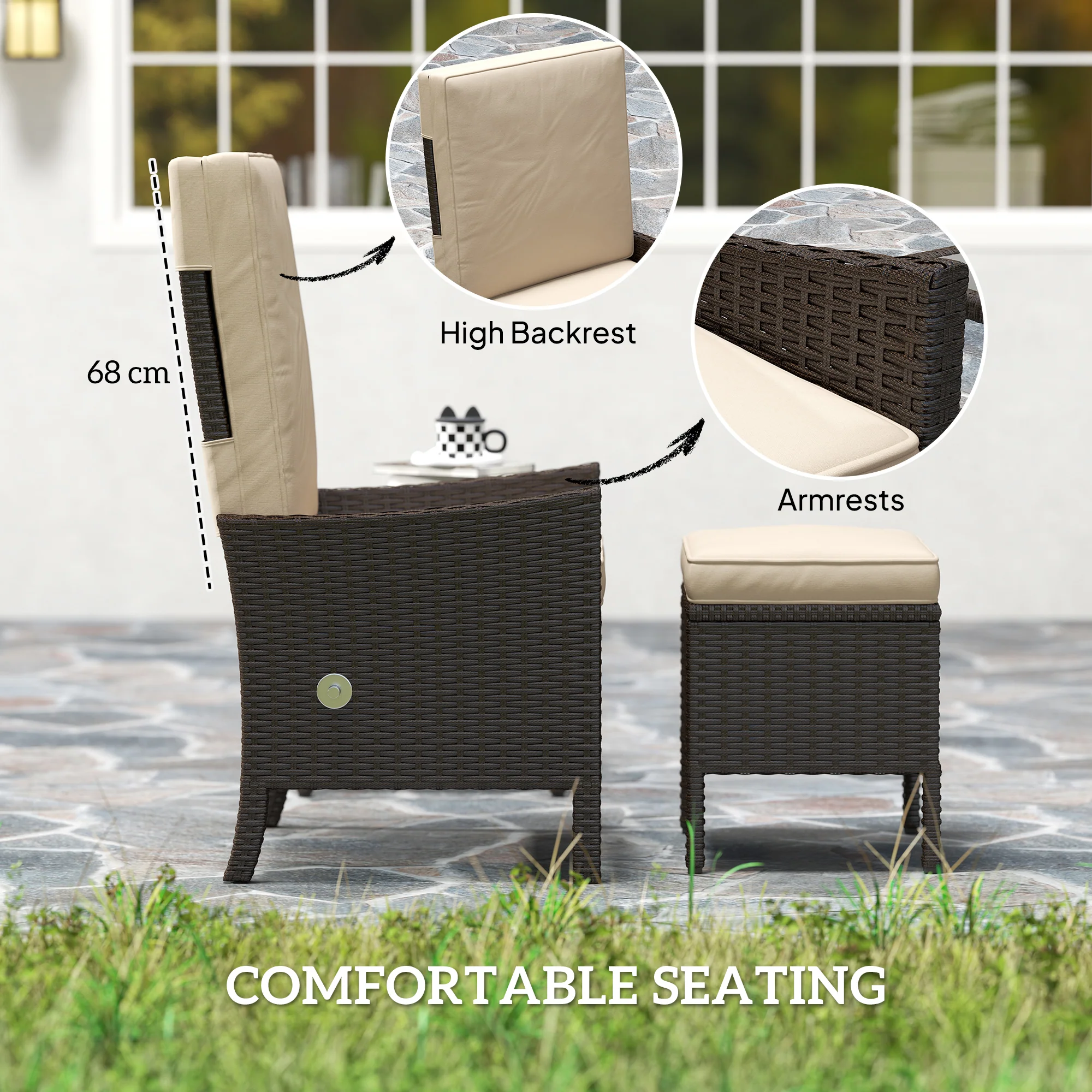 Outsunny 5 PCS Rattan Garden Furniture Set w/ Cushions - Image 13