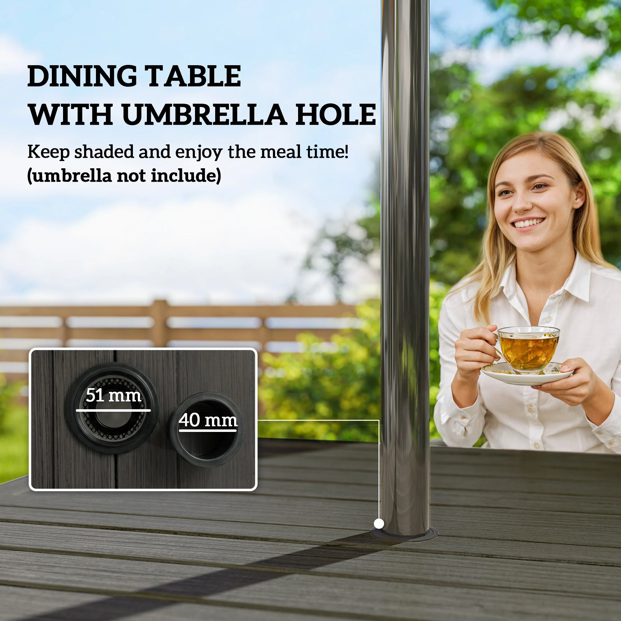 Outsunny 5 Pieces Outdoor Dining Set For 4, Patio Furniture Set, Dark Grey - Image 7