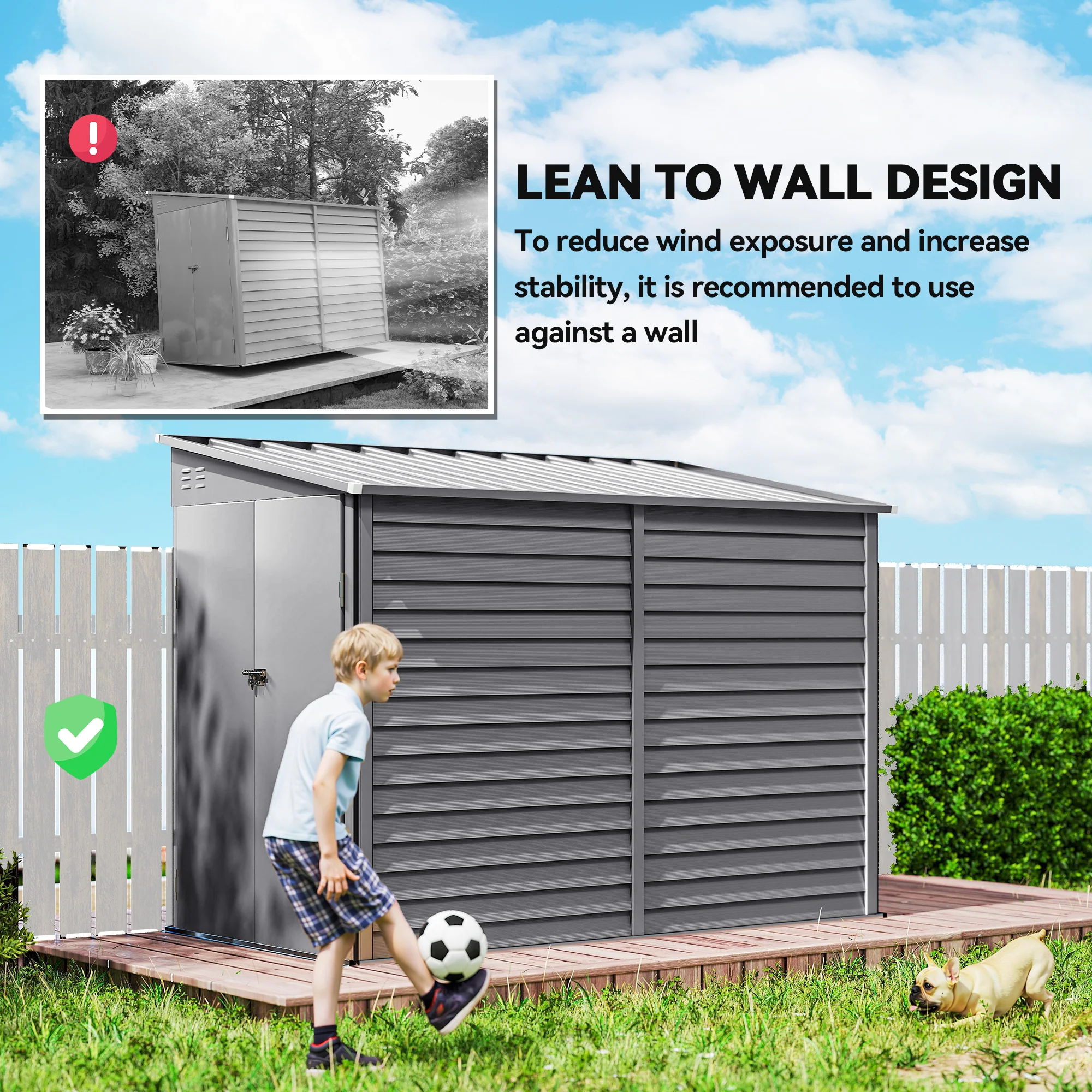 Outsunny 5 X 9ft Galvanised Metal Garden Shed With Foundation Kit - Image 15