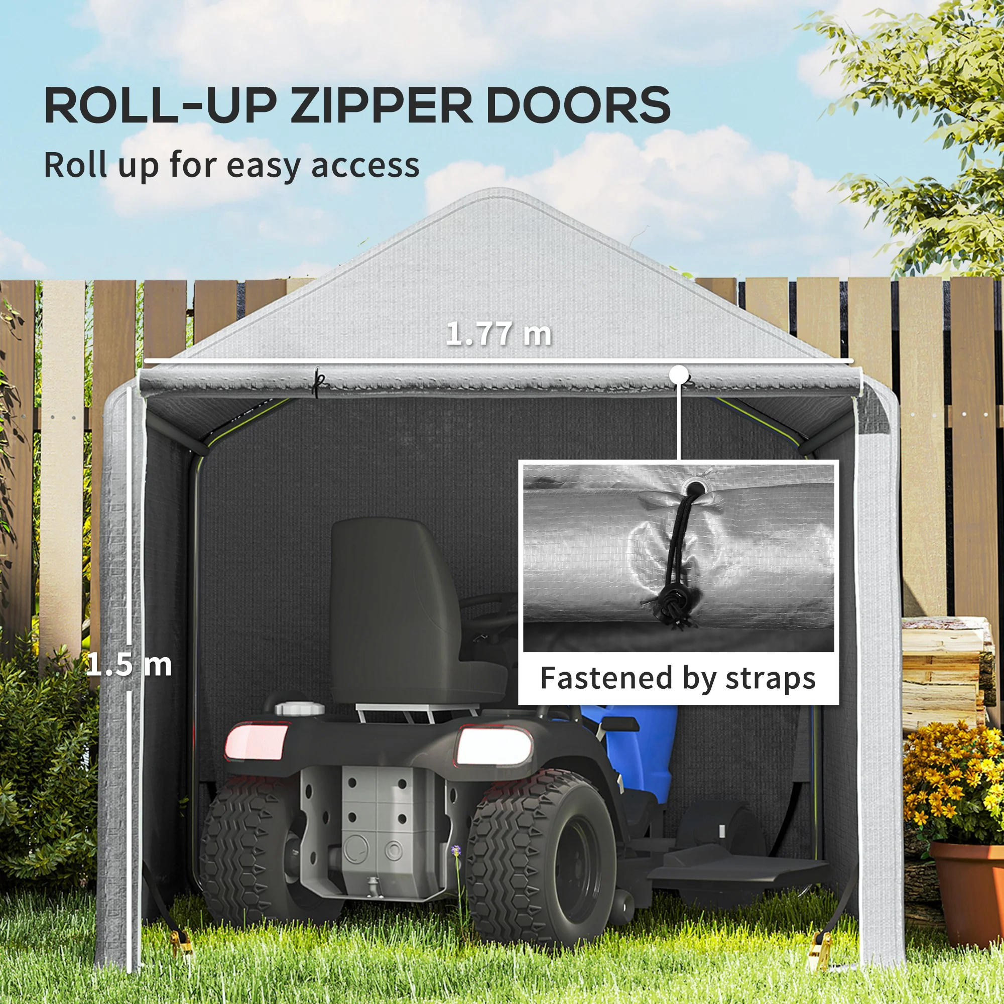Outsunny 6.5' X 6.5' X 6.5' Temporary Garden Shed Storage Tent, Grey - Image 4