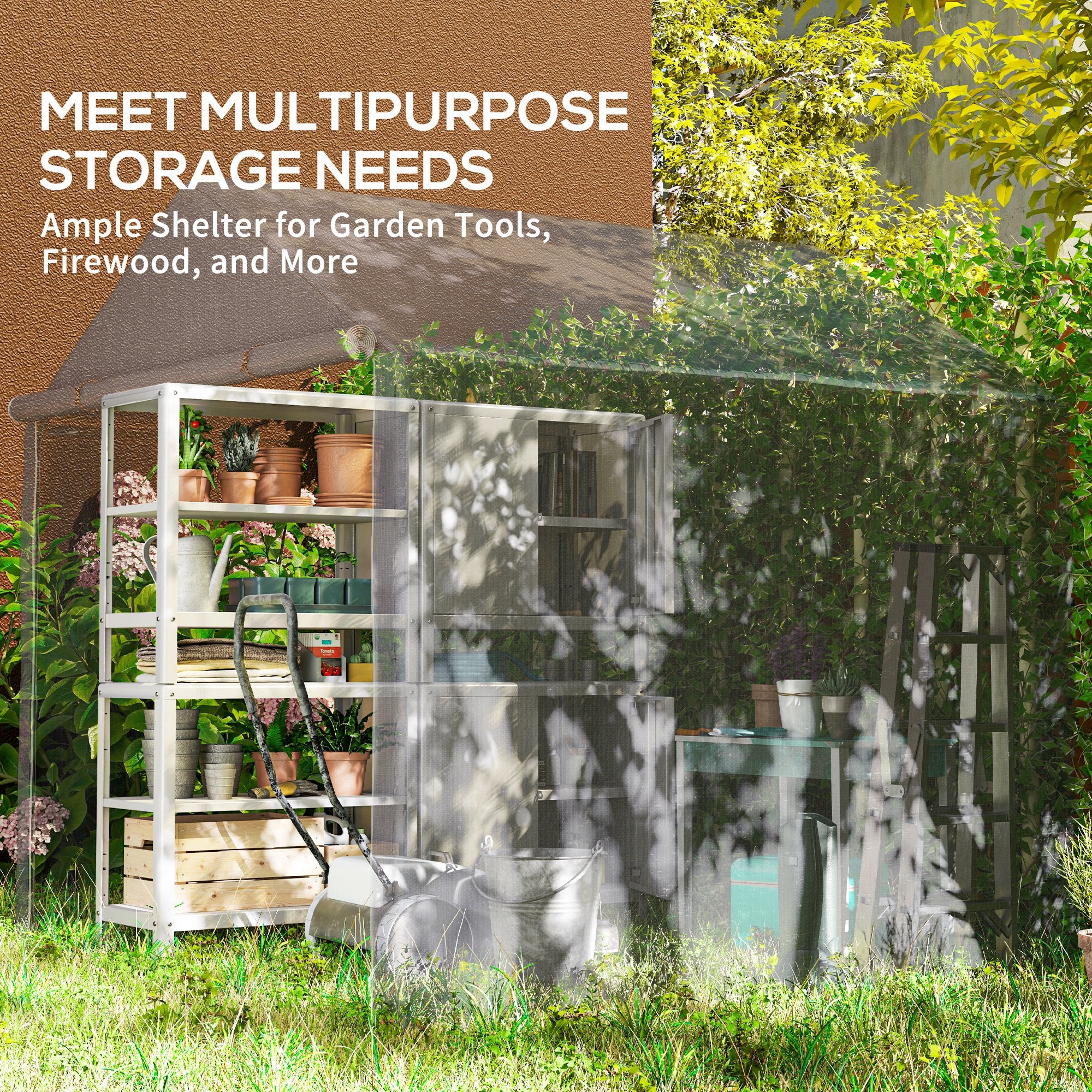 Outsunny 6.5' X 6.5' X 6.5' Temporary Garden Shed Storage Tent, Grey - Image 7