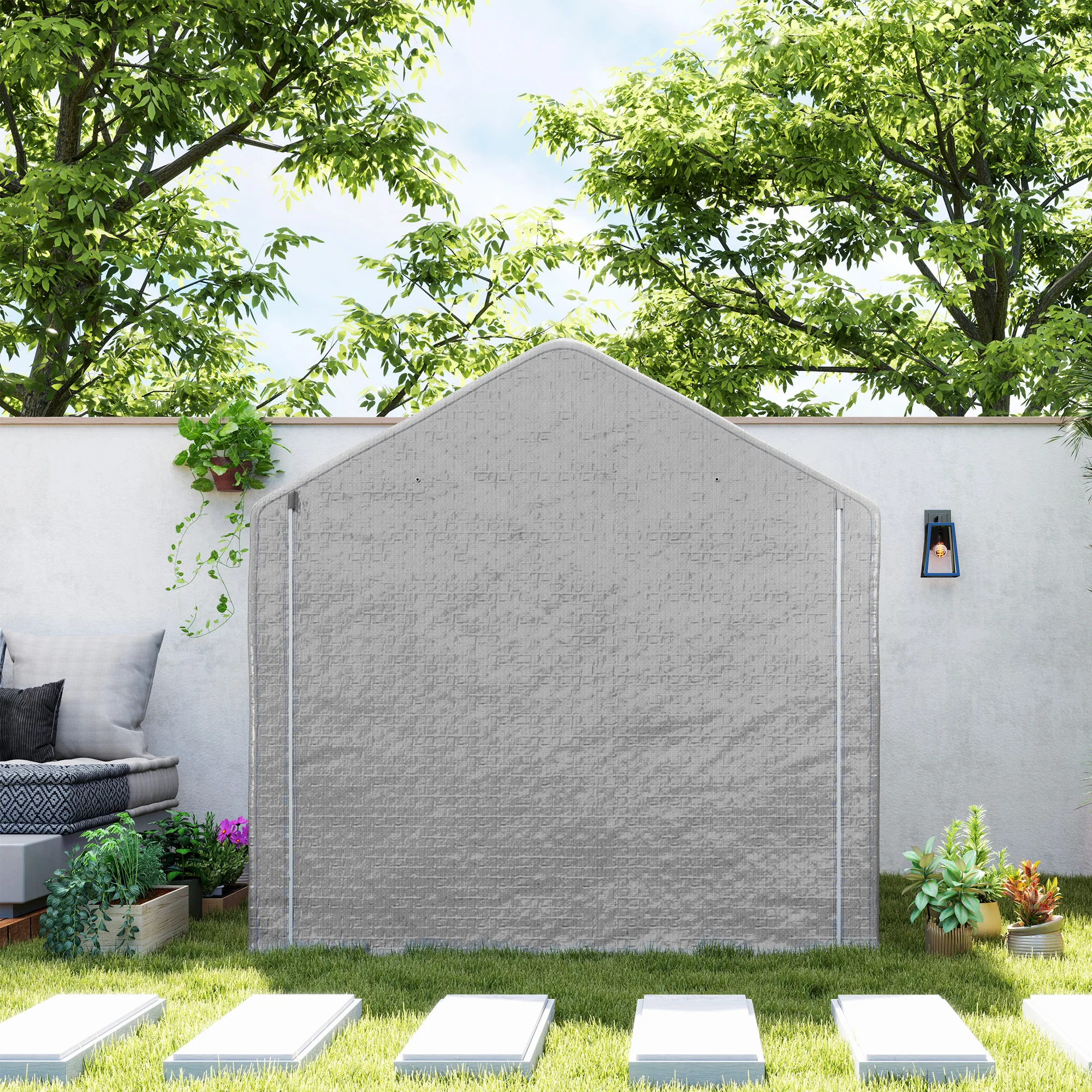 Outsunny 6.5' X 6.5' X 6.5' Temporary Garden Shed Storage Tent, Grey - Image 8
