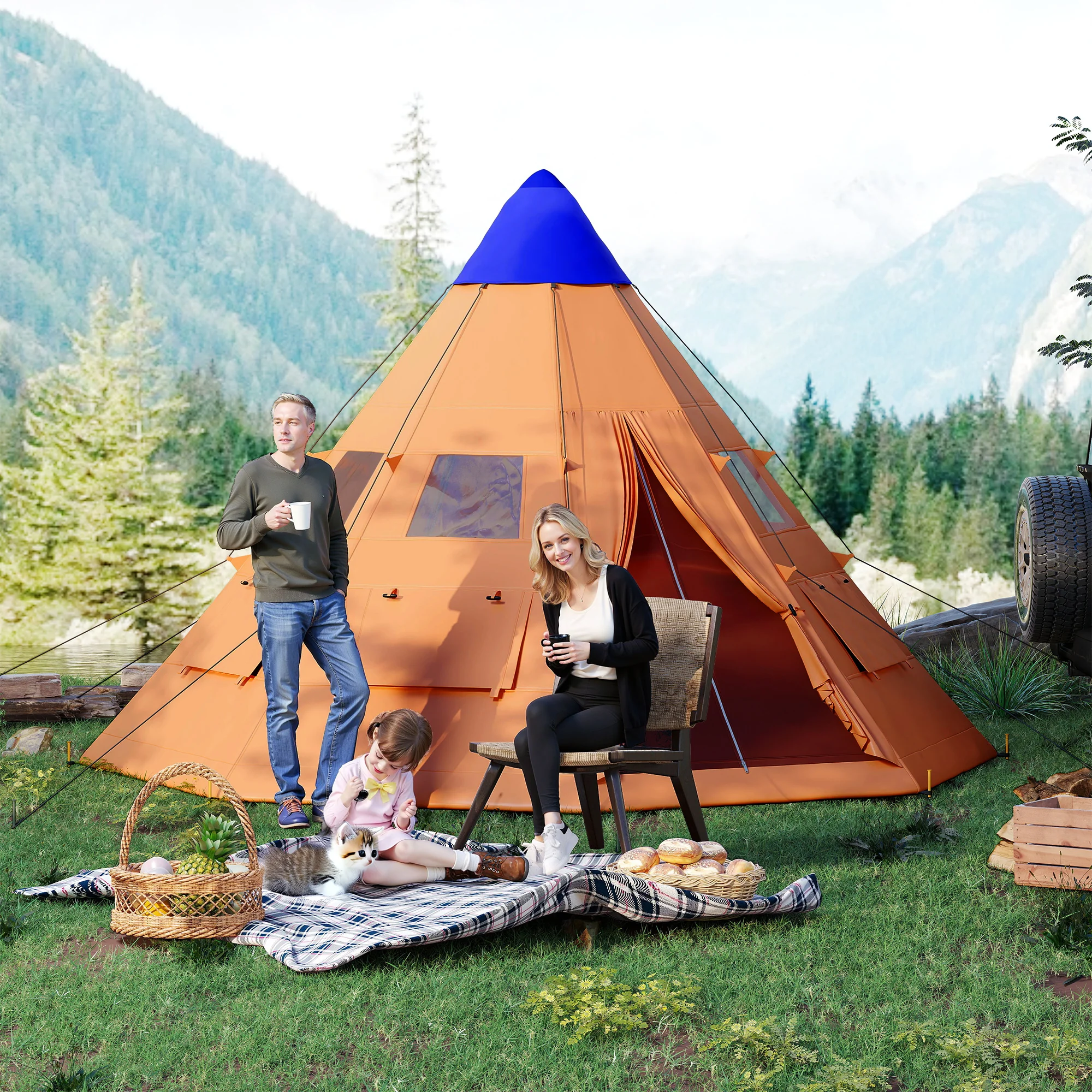 Outsunny 6-7 Person Large Family Party Camping Tent W/ Carrying Bag - Image 11