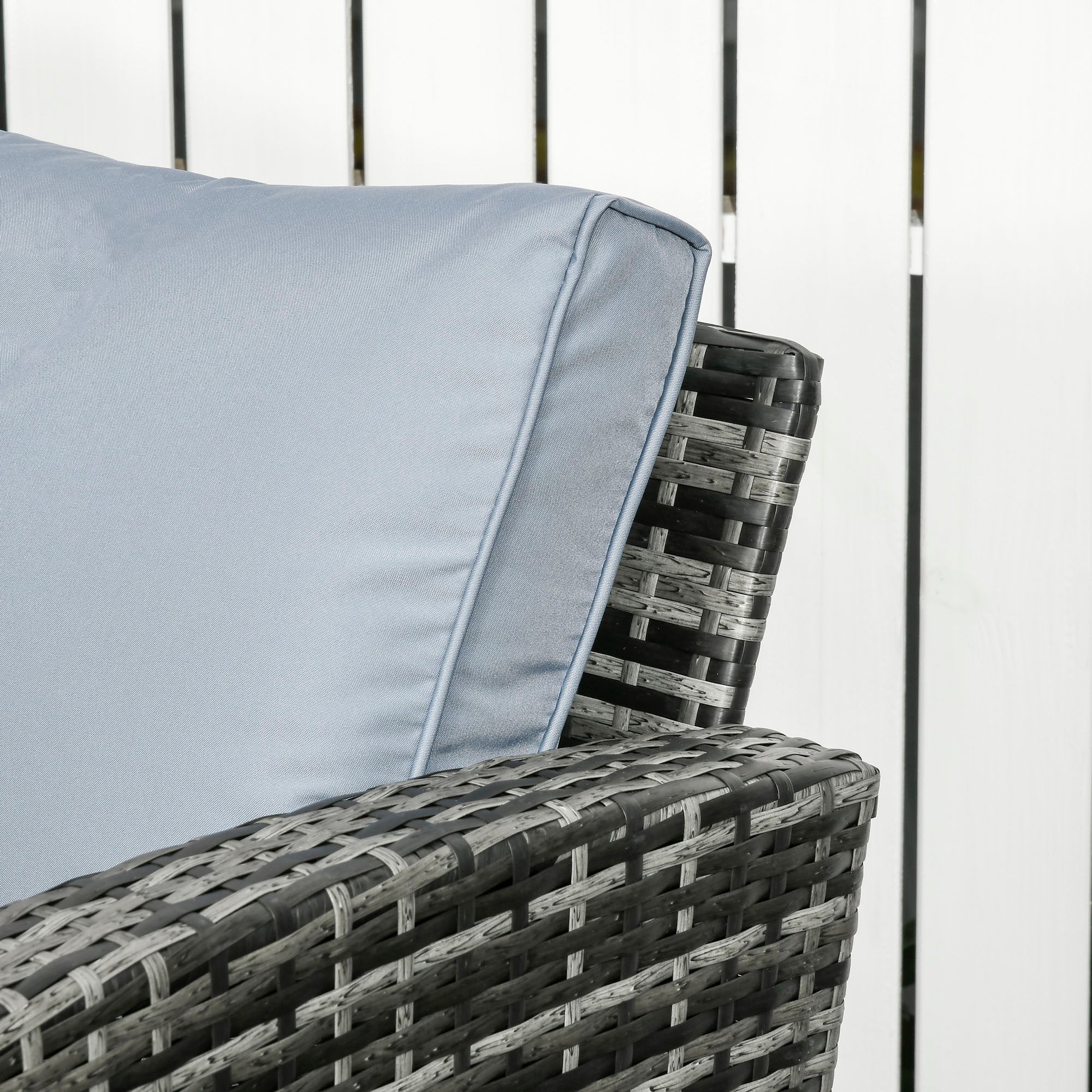 Outsunny 6 PCS Patio Rattan Sofa Set Conversation Furniture with Storage Grey - Image 9