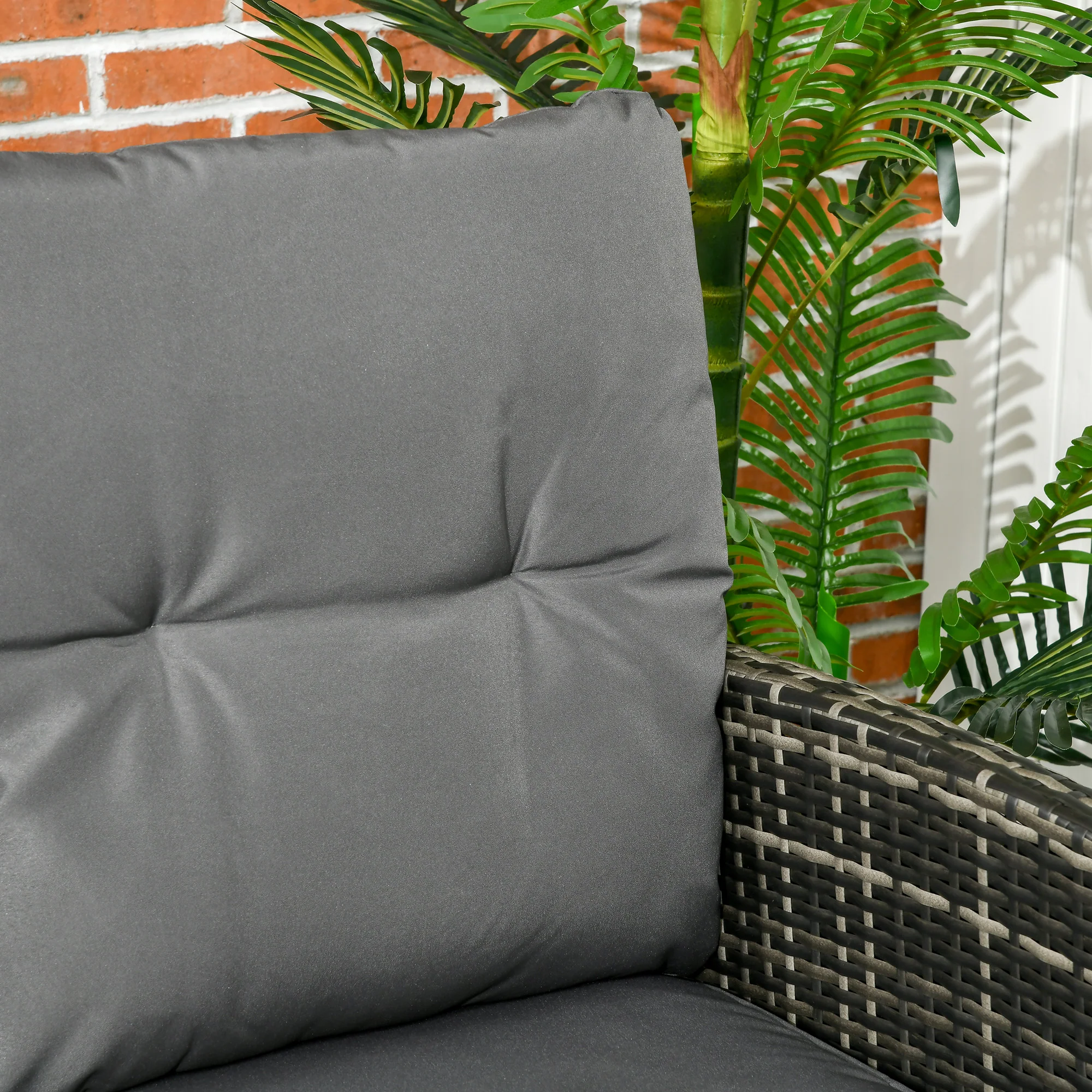 Outsunny 6 Pieces Rattan Garden Furniture Sofa Set, Grey - Image 8