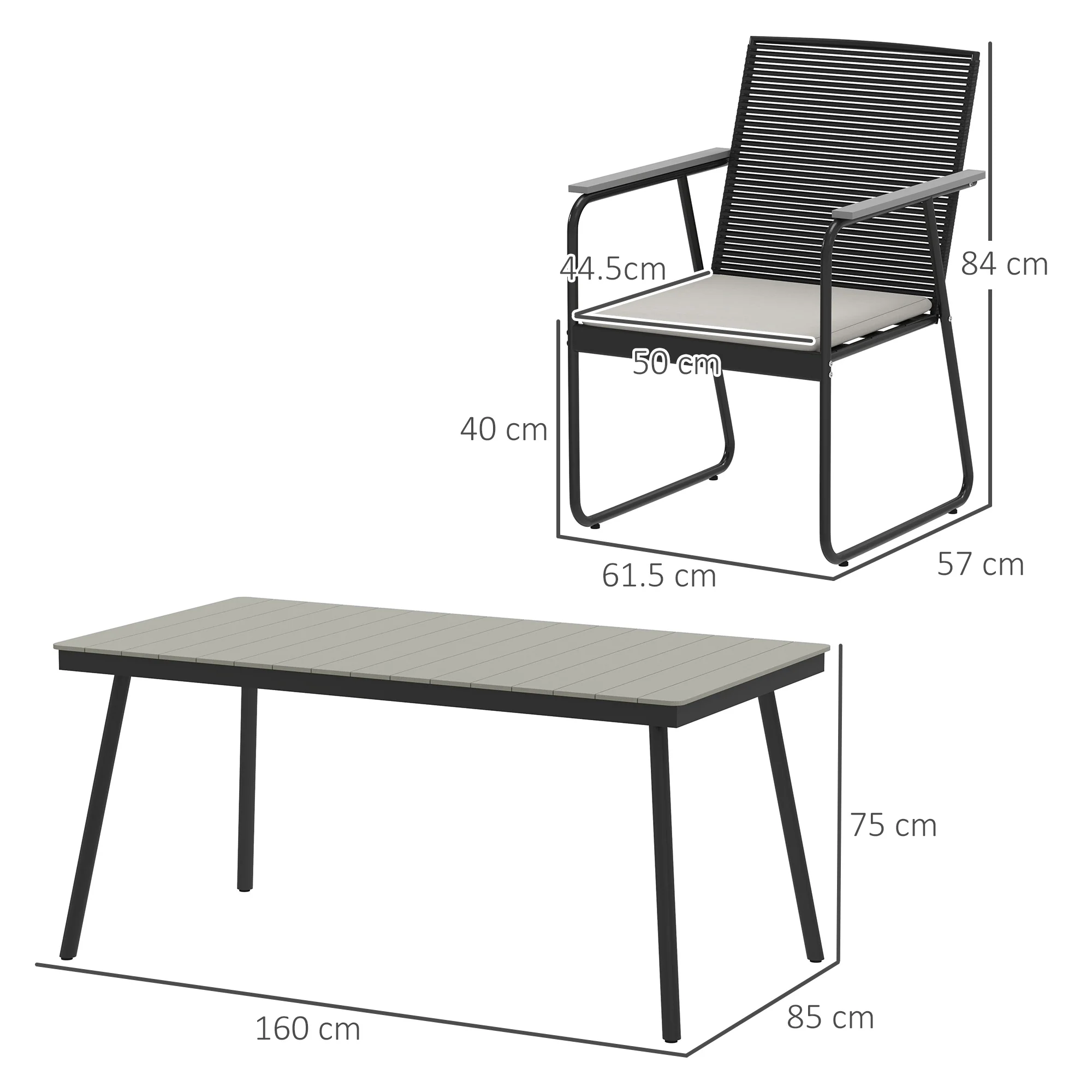 Outsunny 6 Seater Garden Dining Set with Cushions Rattan Backrest - Image 5