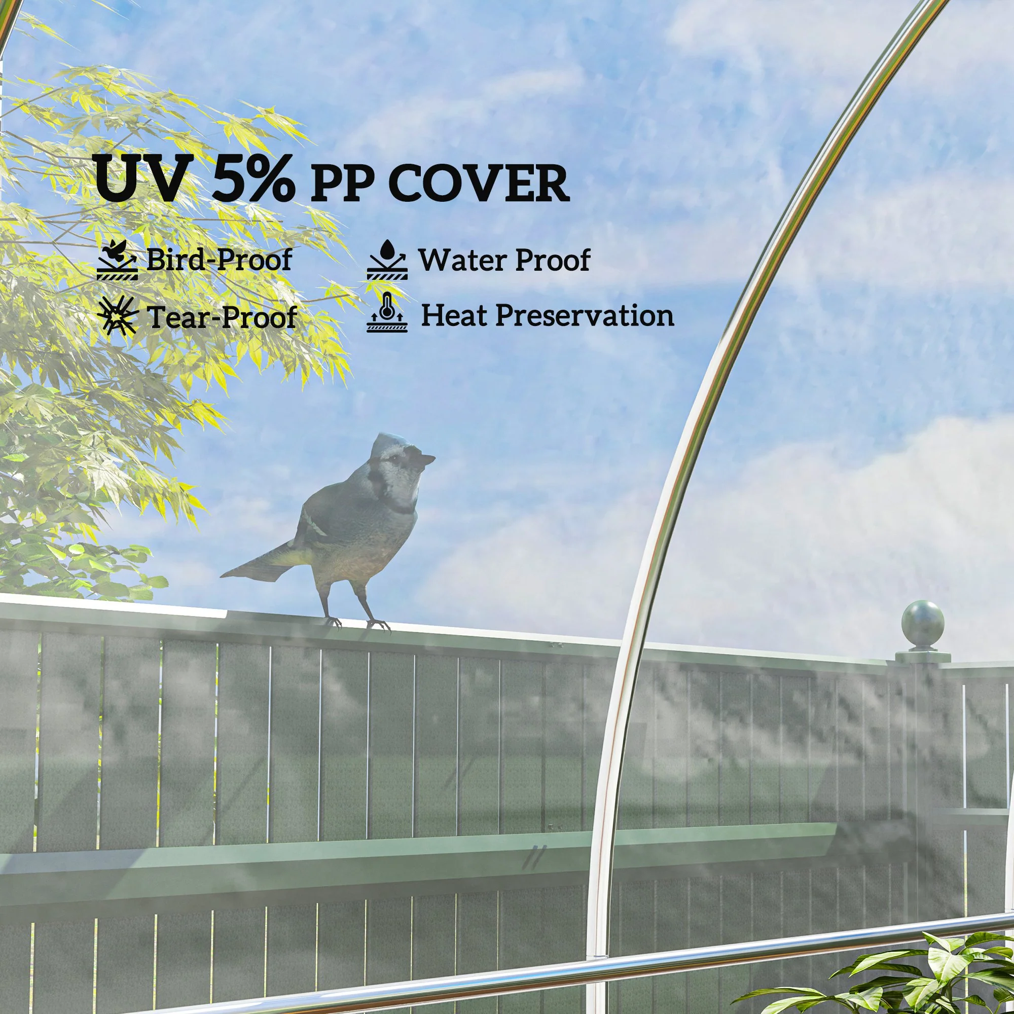 Outsunny 6 X 10m UV Resistant Waterproof Plastic Polytunnel Cover, Clear - Image 3