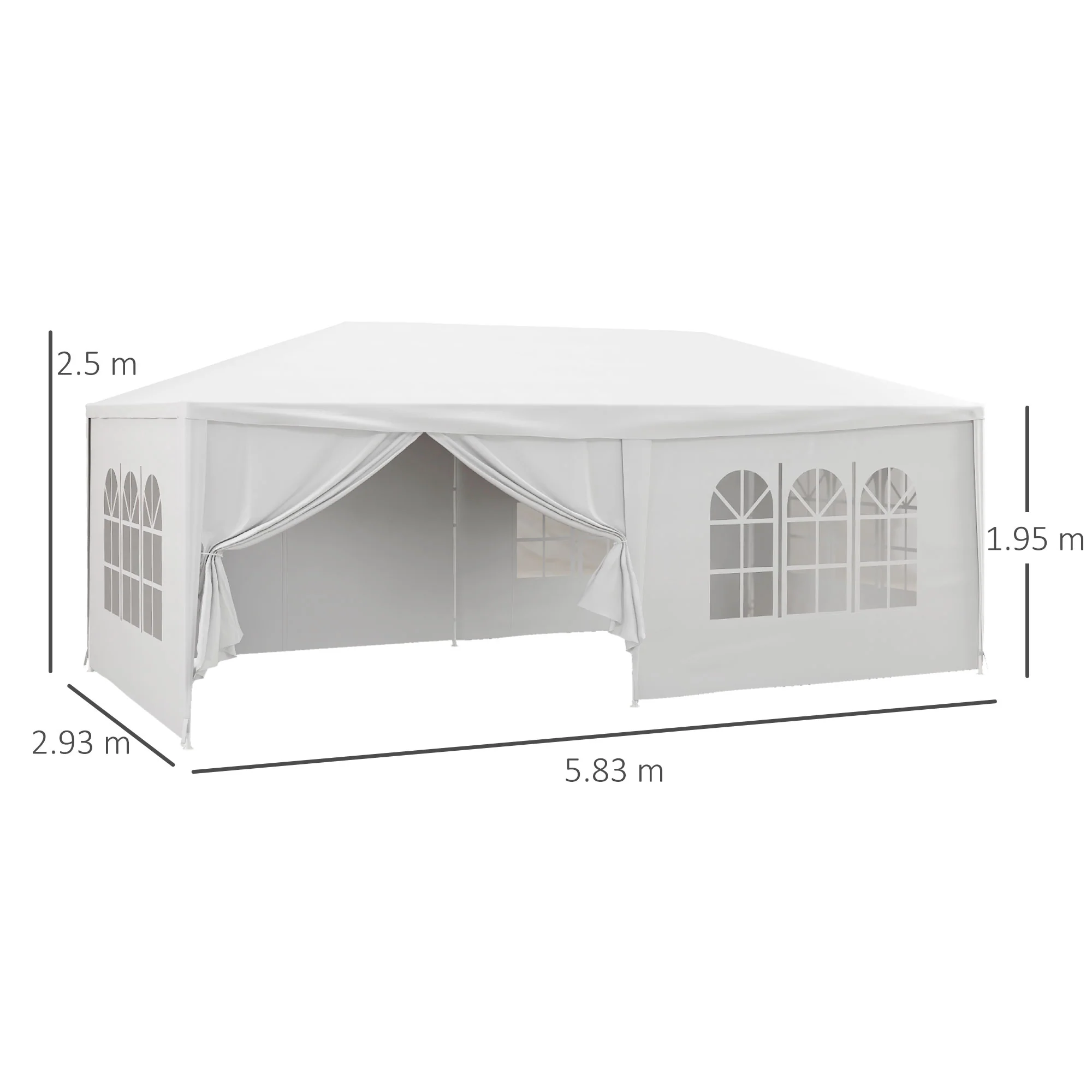 Outsunny 6 x 3(m) Outdoor Gazebo Canopy Party Tent with 6 Removable Side Walls - Image 5