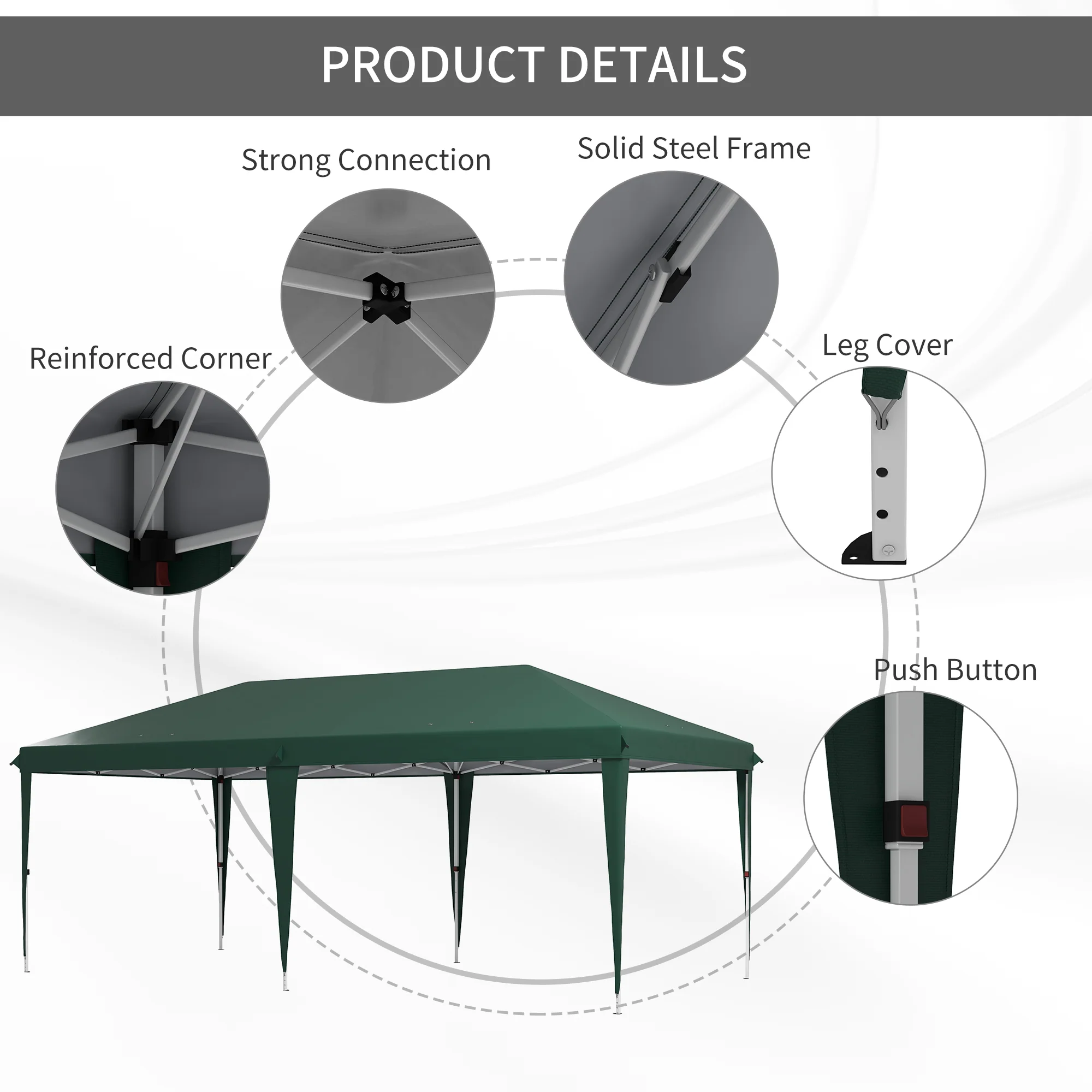 Outsunny 6 X 3(m) Pop Up Gazebo Patio Party Event Heavy Duty Canopy - Image 4