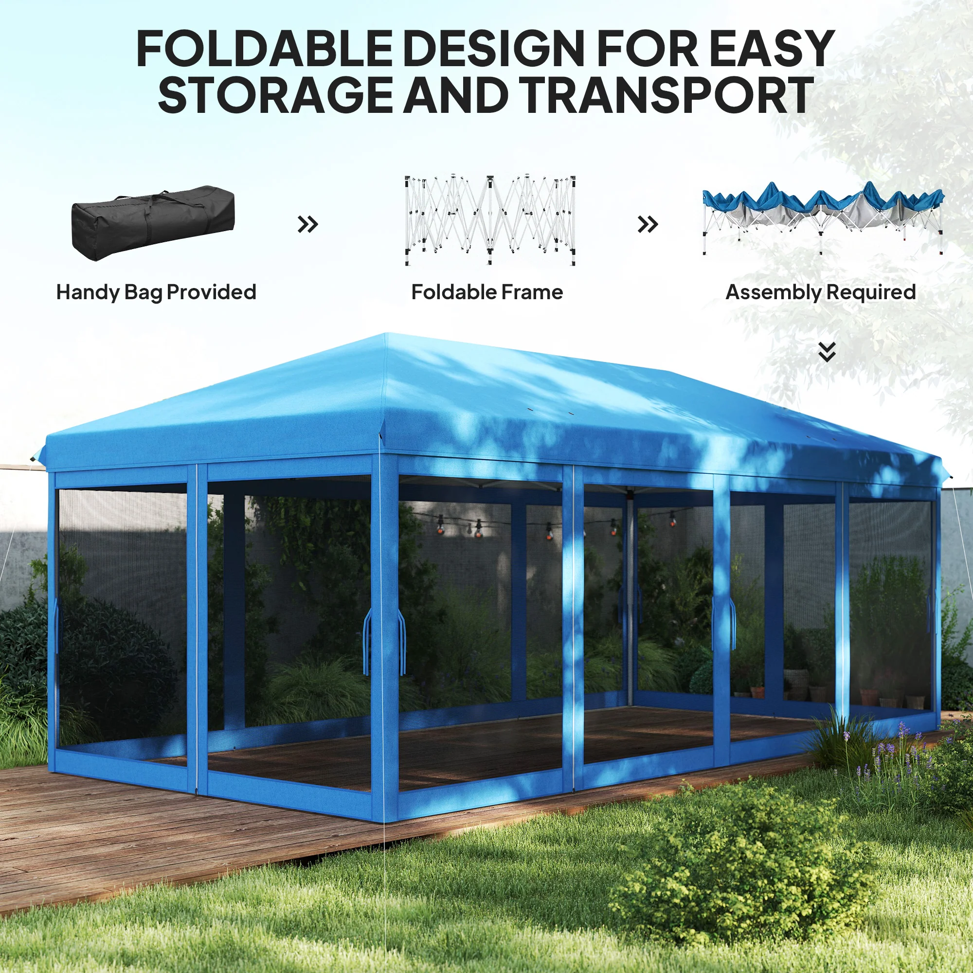 Outsunny 6 X 3(m) Pop Up Party Tent Canopy With 6 Removable Sidewalls - Image 13