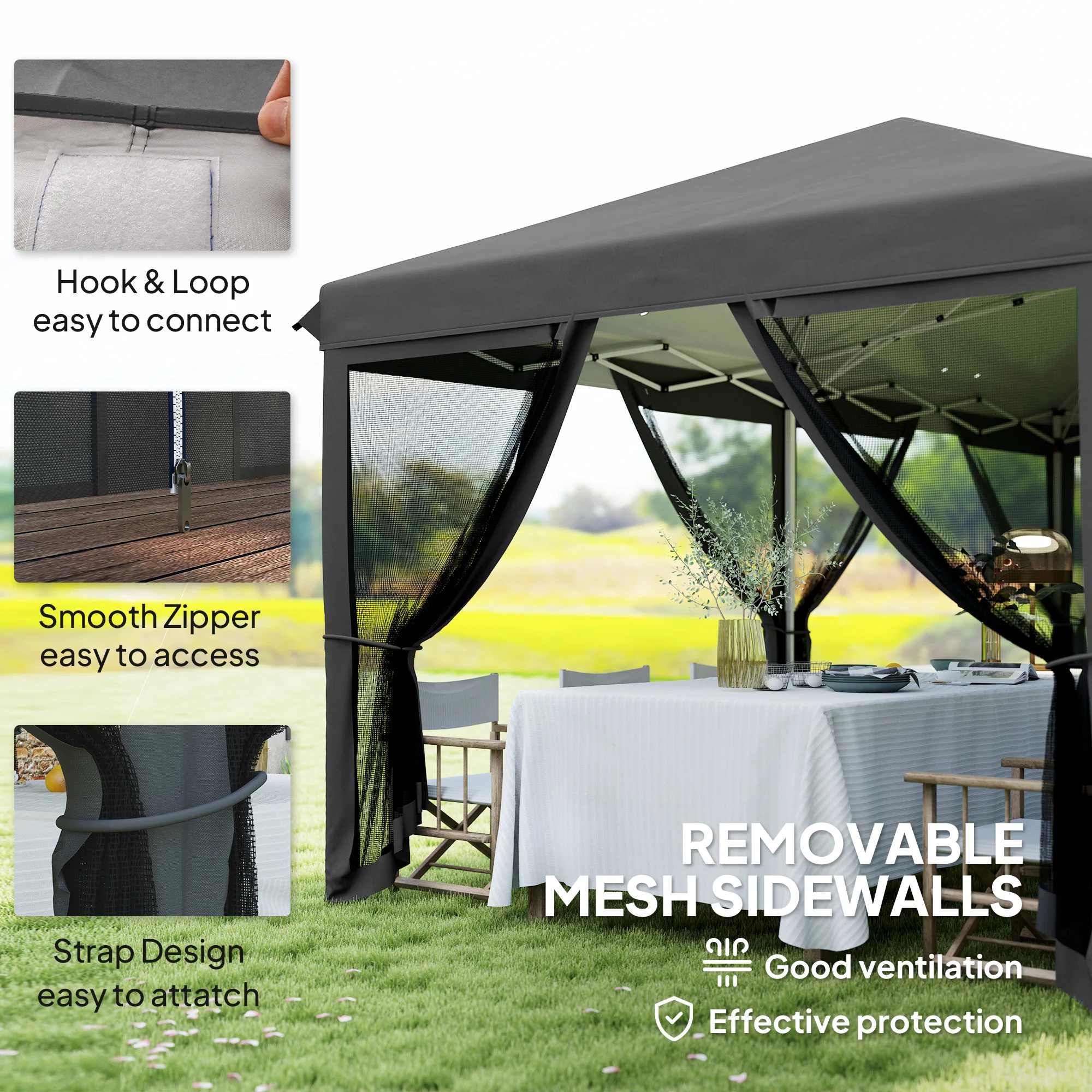 Outsunny 6 X 3(m) Pop Up Party Tent Canopy With 6 Removable Sidewalls - Image 6
