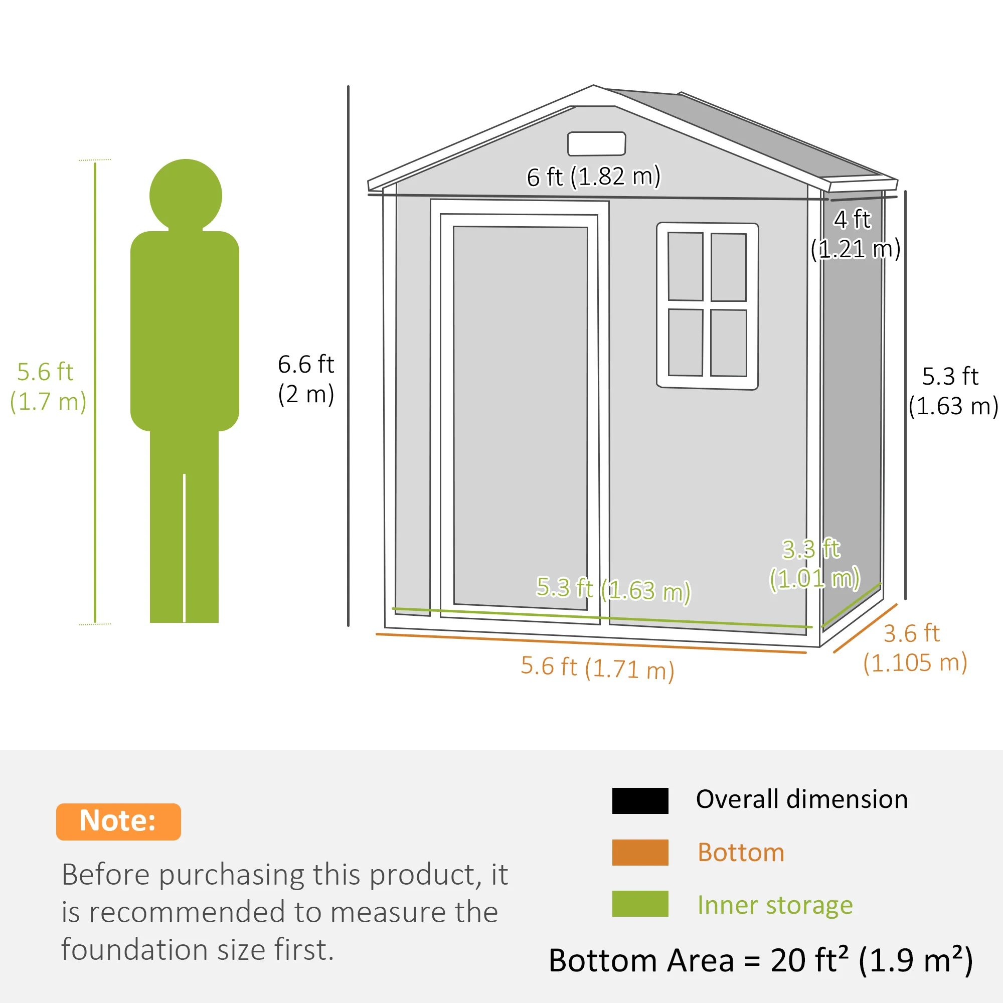 Outsunny 6 x 4ft Resin Garden Shed with Floor and Window, Grey - Image 5