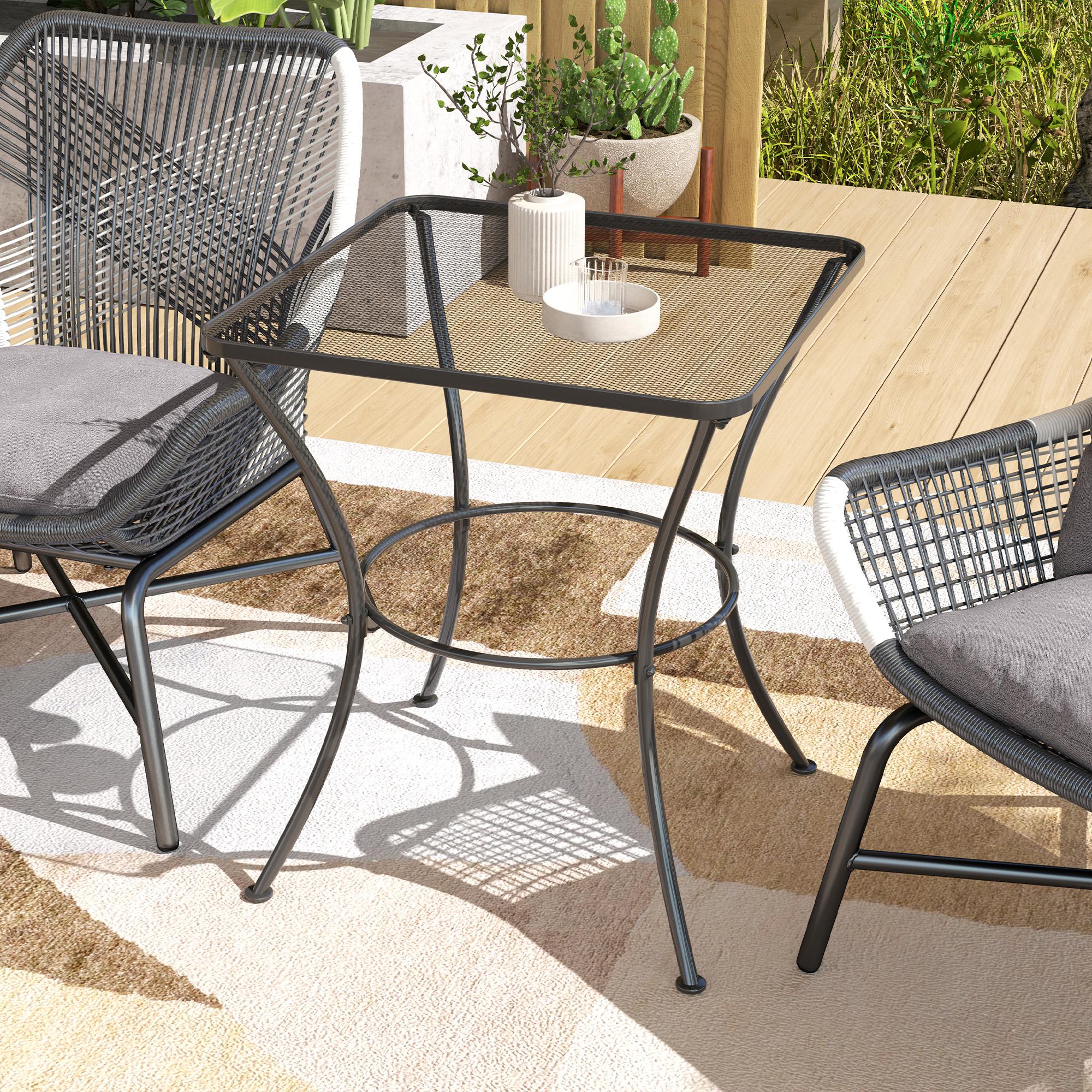 Outsunny 60 cm Square Metal table Outdoor Bistro Table Coffee Desk, Black - Image 7