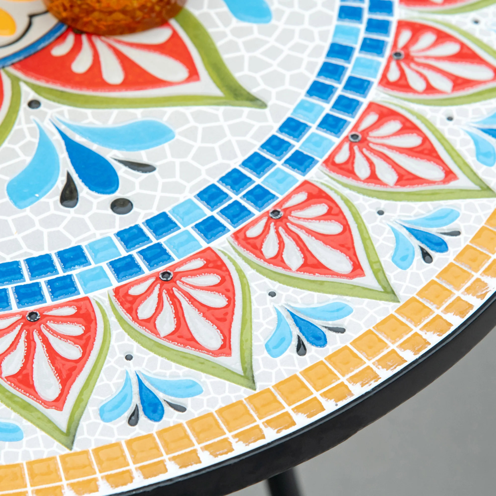 Outsunny 60cm Mosaic Round Bistro Table Outdoor Garden Side Table, Red - Image 7