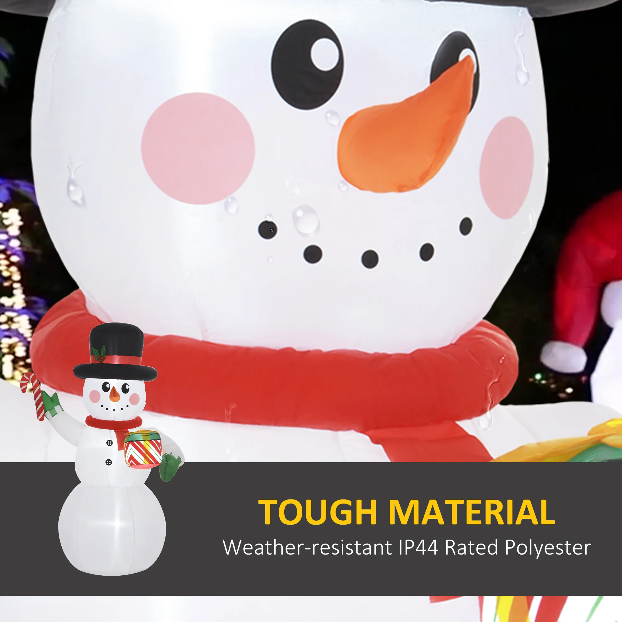 Outsunny 6FT Inflatable Snowman With Candy Cane And Gift Box For Party - Image 4