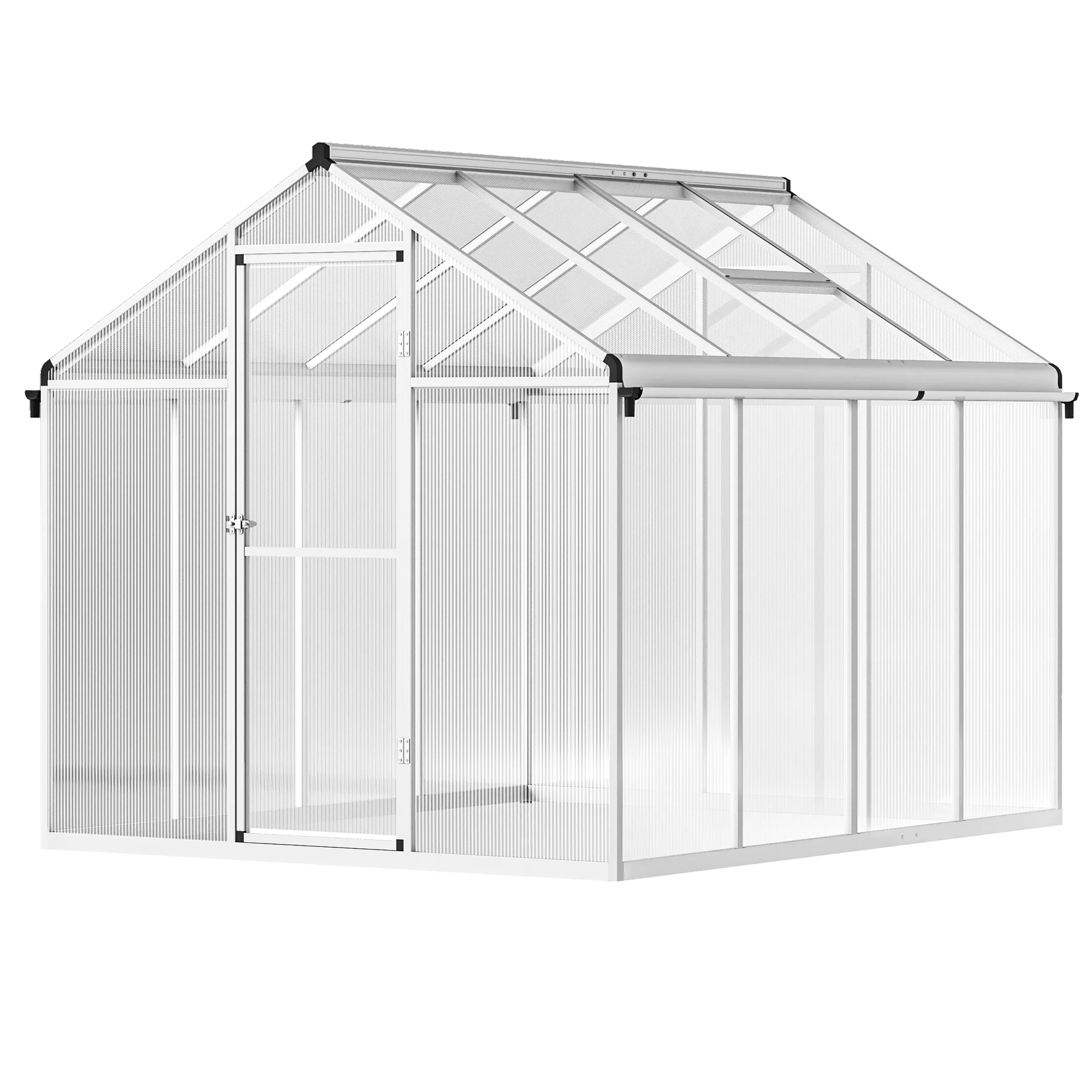 Outsunny Aluminium Greenhouse With/ Door Window Galvanised Base PC Panel - Image 10