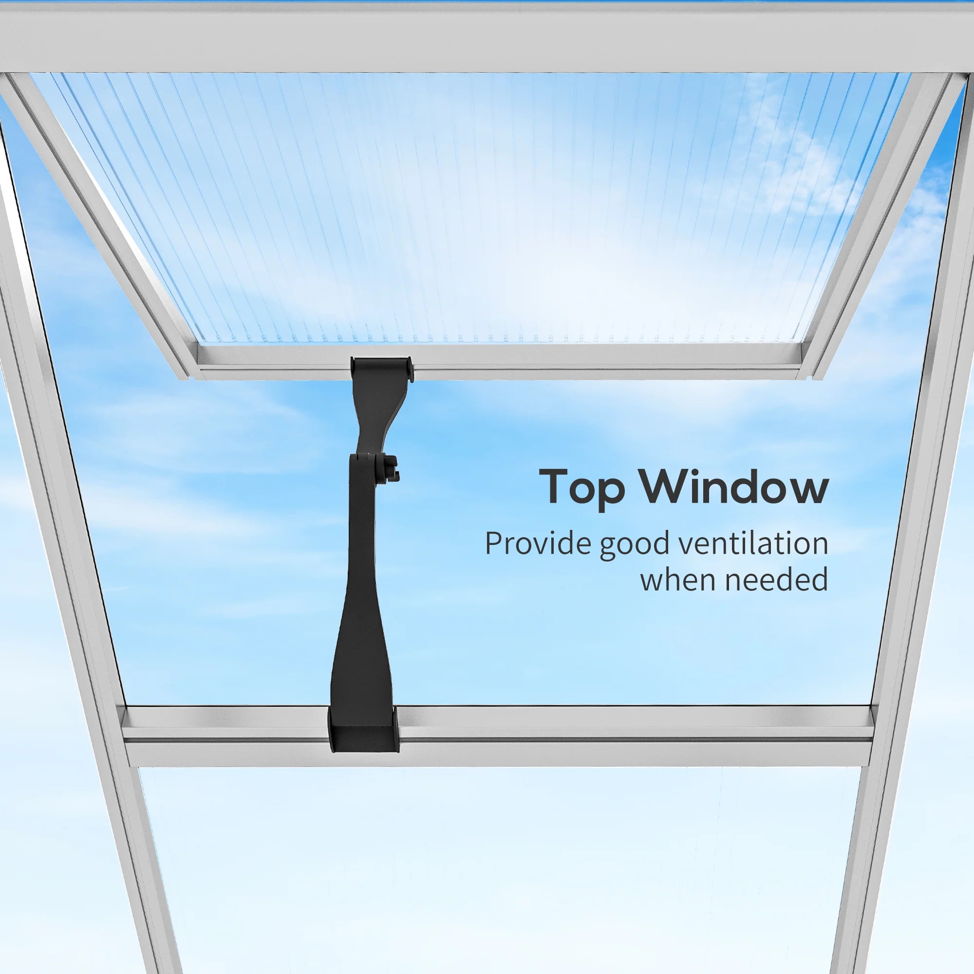 Outsunny Aluminium Greenhouse With/ Door Window Galvanised Base PC Panel - Image 16