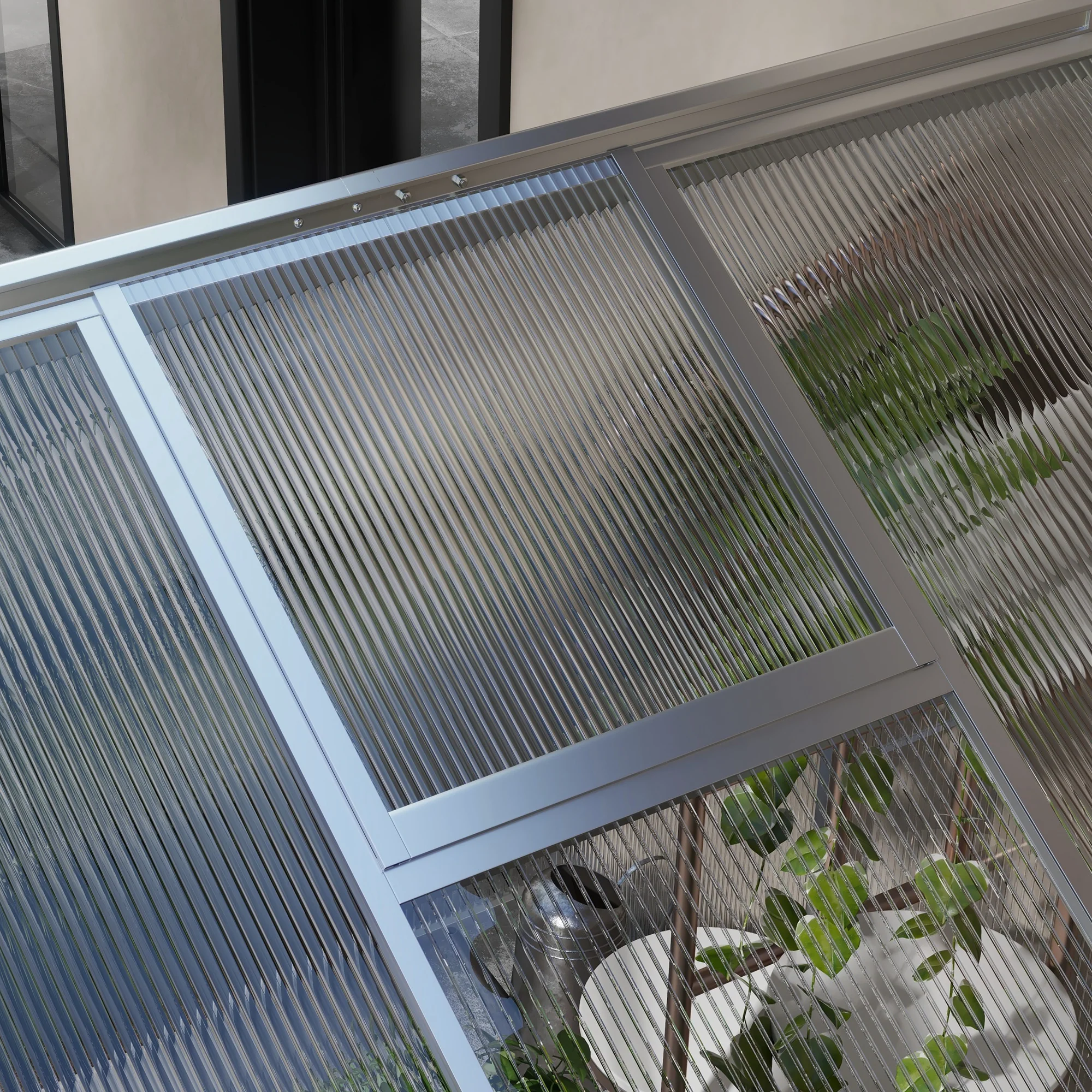Outsunny Aluminium Greenhouse With/ Door Window Galvanised Base PC Panel - Image 8