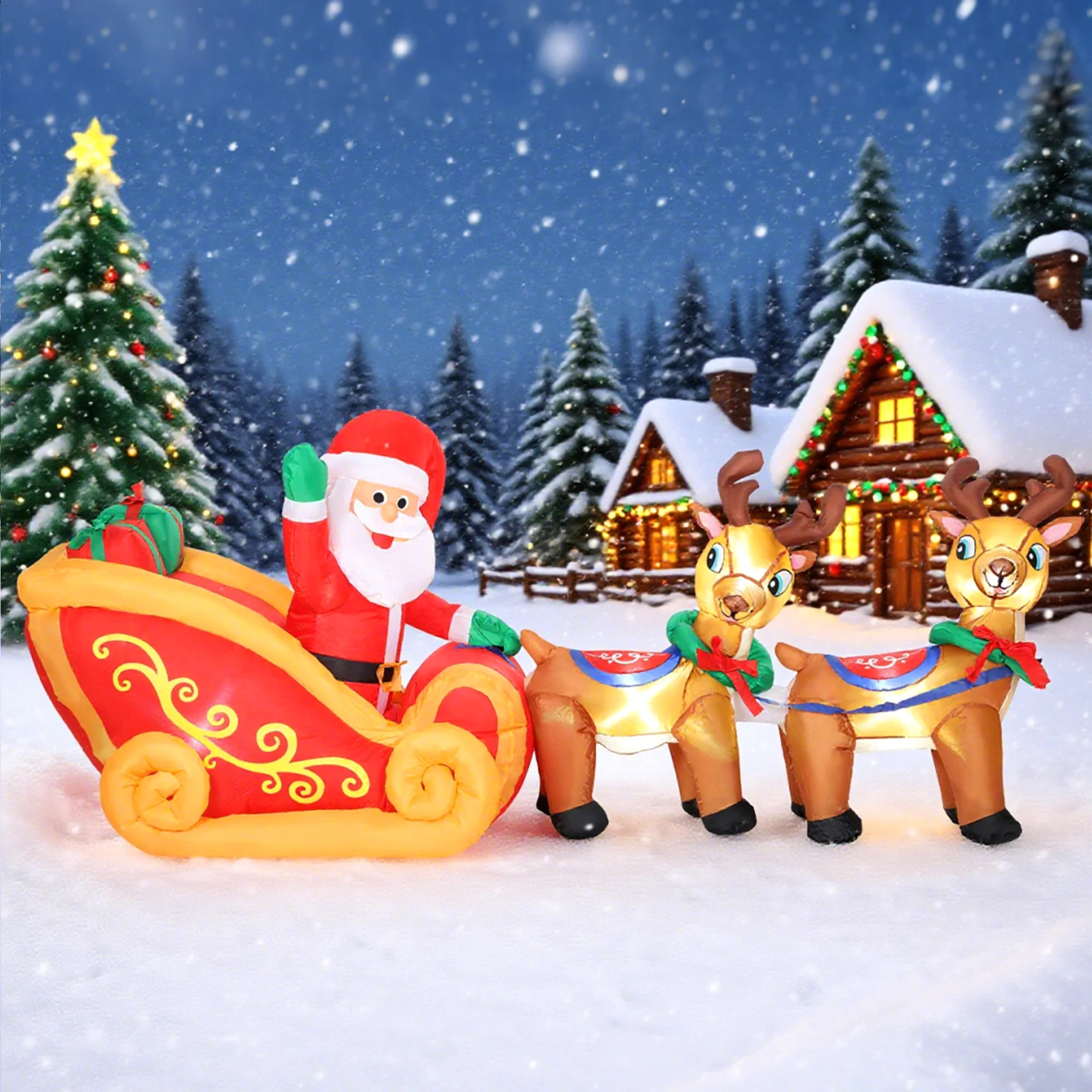 Outsunny 7.9ft Christmas Inflatable Santa on Sleigh, Blow Up Decoration - Image 9