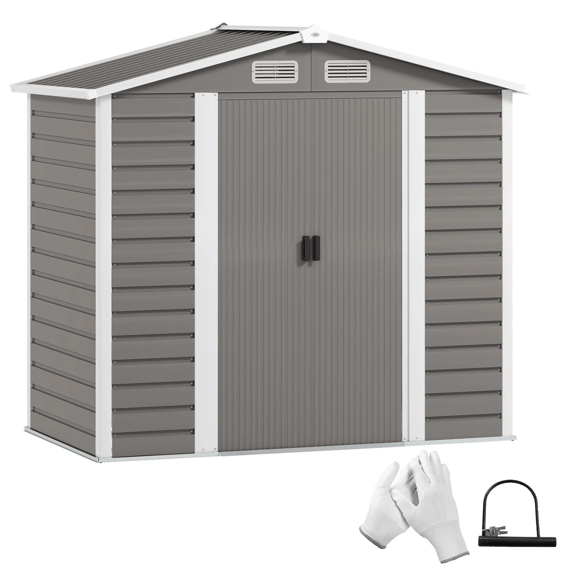 Outsunny 7 x 4ft Upgraded Metal Shed with Lock, Easy to Assemble - Image 10