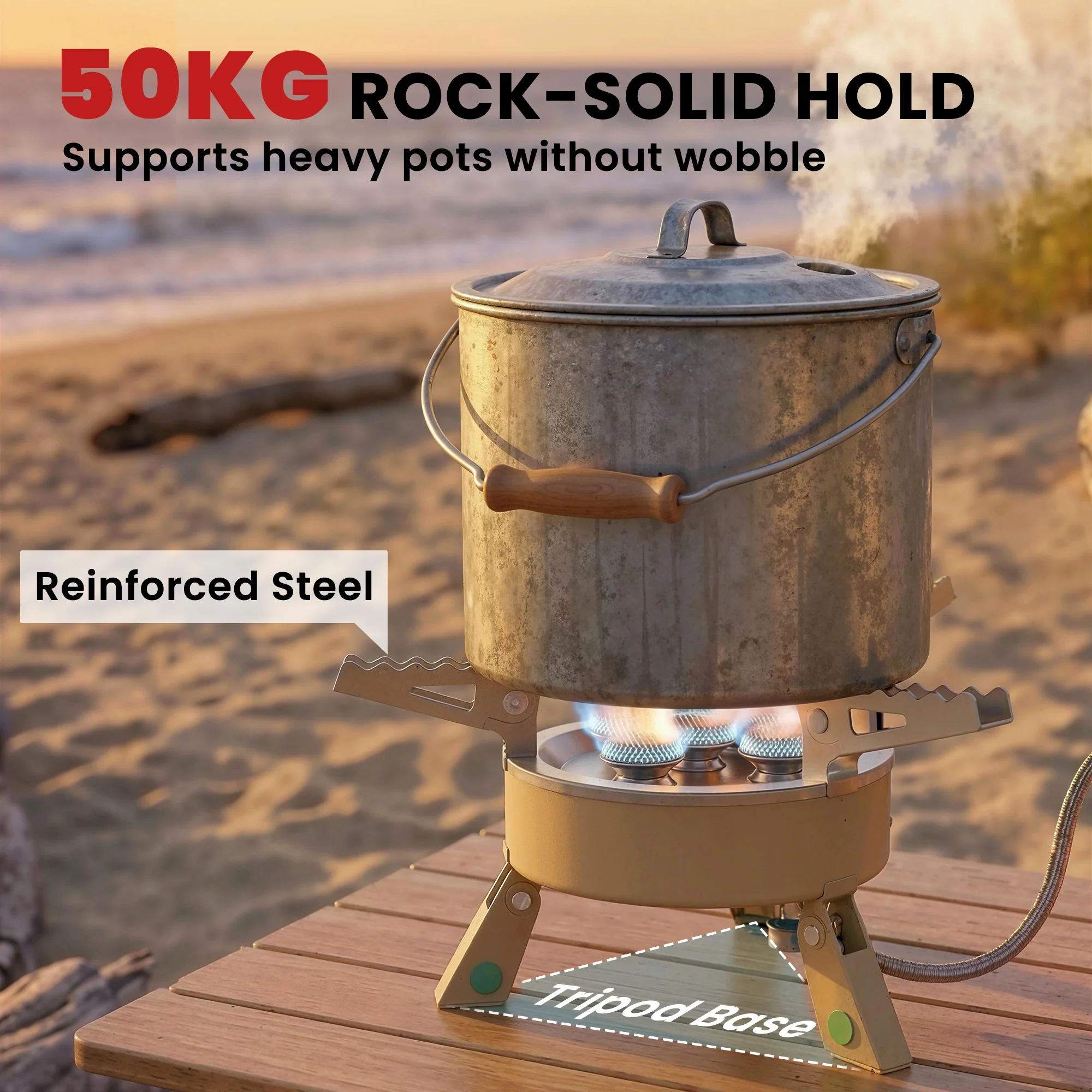 Outsunny 7000W Camping Stove With Piezo Ignition, High Power Gas Stove Khaki - Image 7